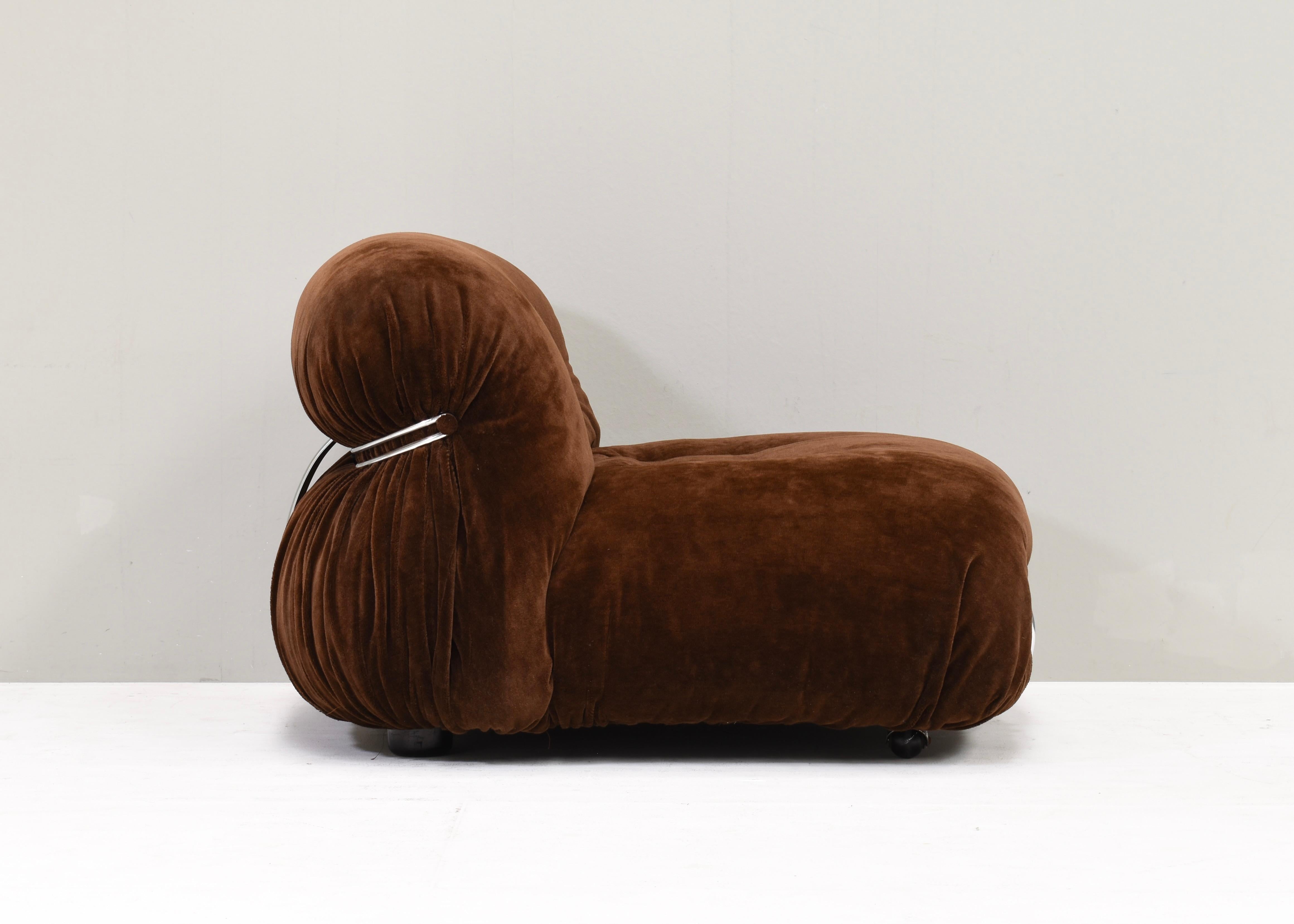 Silla Soriana de Scarpa en mohair original marrón chocolate - Cassina, años 60 mediados del siglo XX en venta