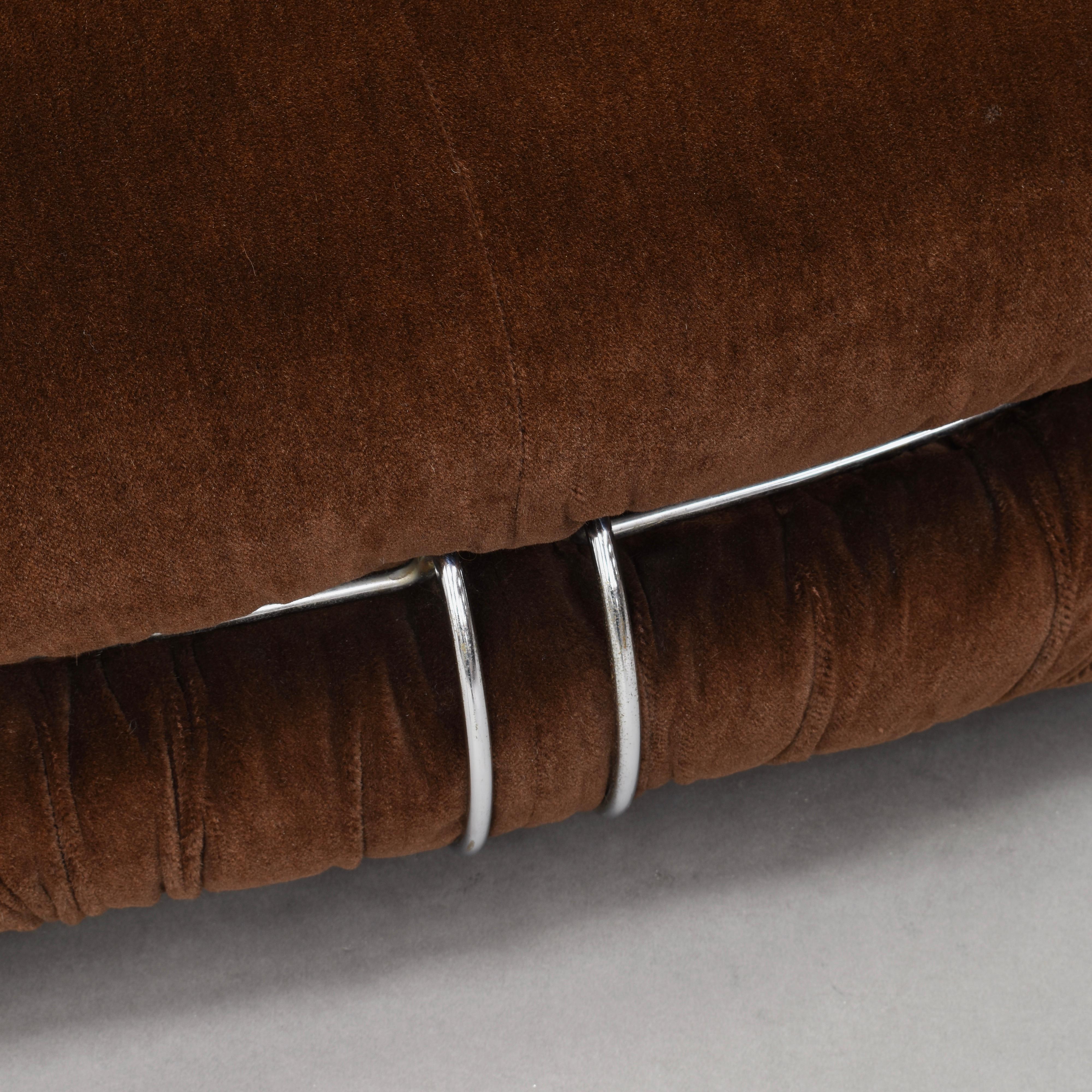 Soriana Chair in Original Brown Mohair Velvet by Afra & Tobia Scarpa for Cassina 1