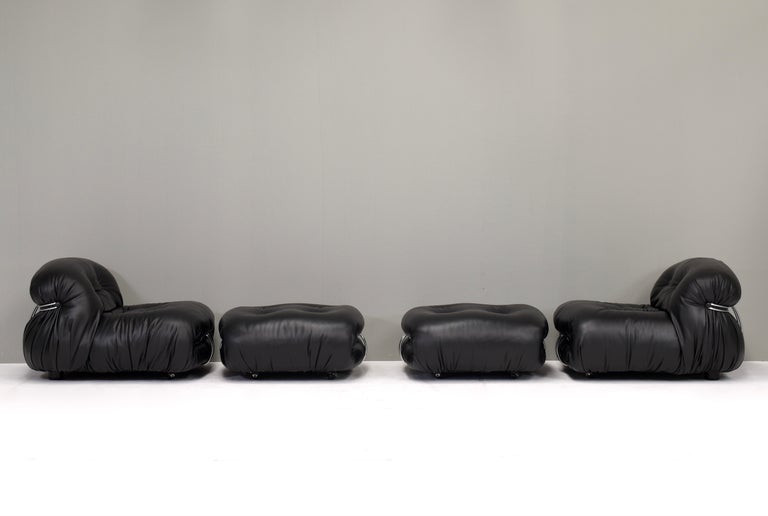 Mid-20th Century Soriana Chairs and Ottomans by Tobia Scarpa for Cassina, Italy, 1969 For Sale