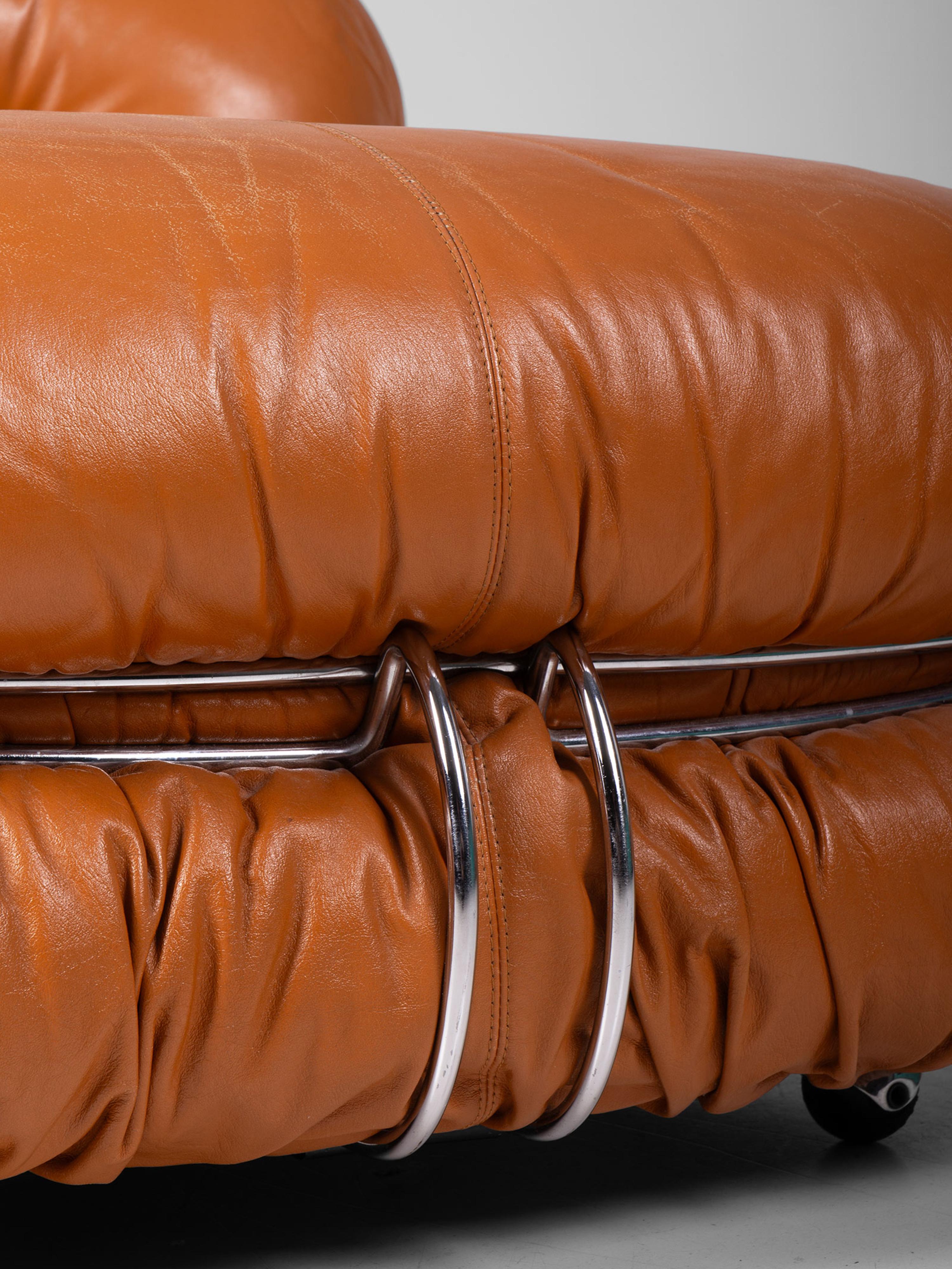 Chaise longue et pouf Soriana d'Afra et Tobia Scarpa avec cuir d'origine en vente 1