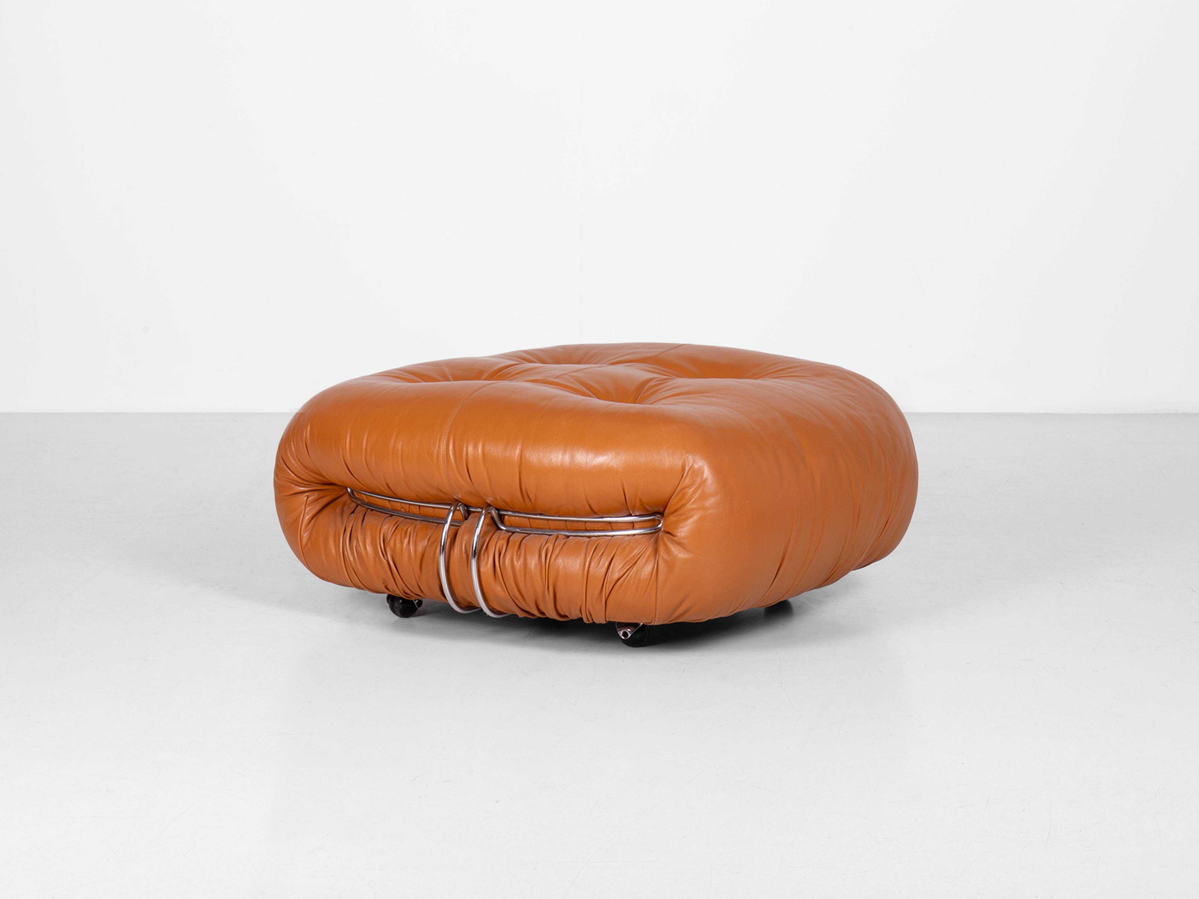 Chaise longue et pouf Soriana d'Afra et Tobia Scarpa avec cuir d'origine en vente 2