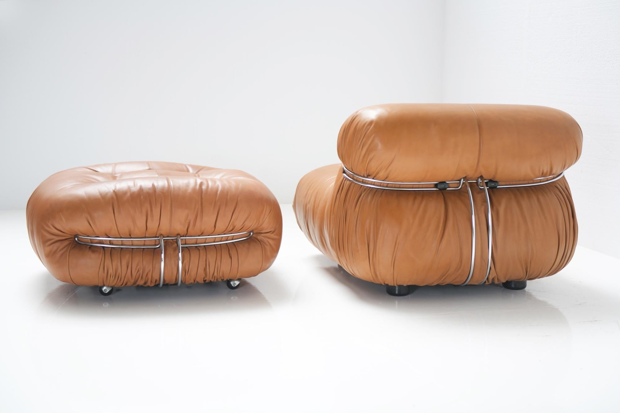 Soriana Fauteuil + Poof 'Leather' by Tobia & Afra Scarpa for Cassina 3