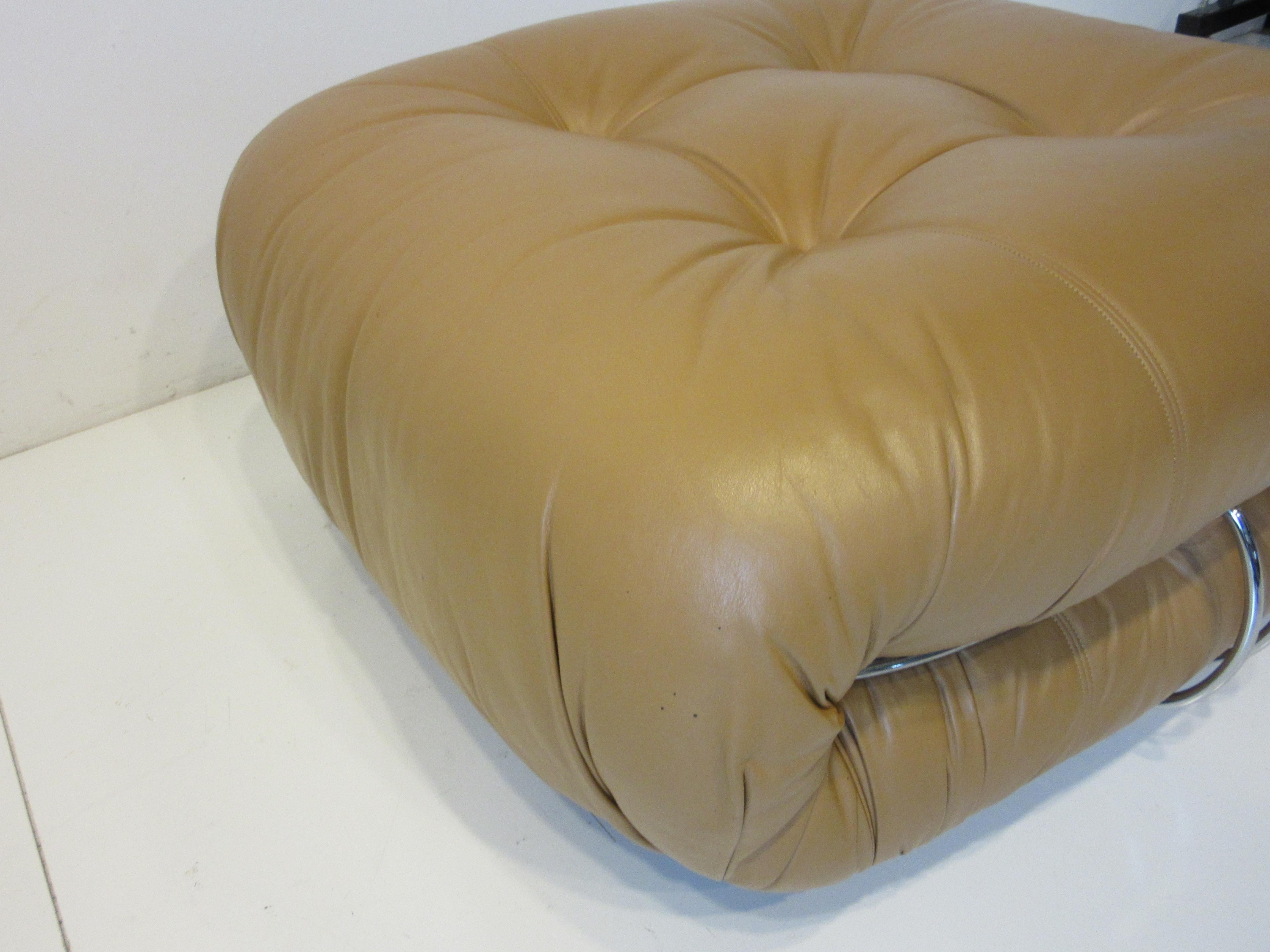 Italian Soriana Leather Ottoman by Tobia Scarpa for Cassina For Sale