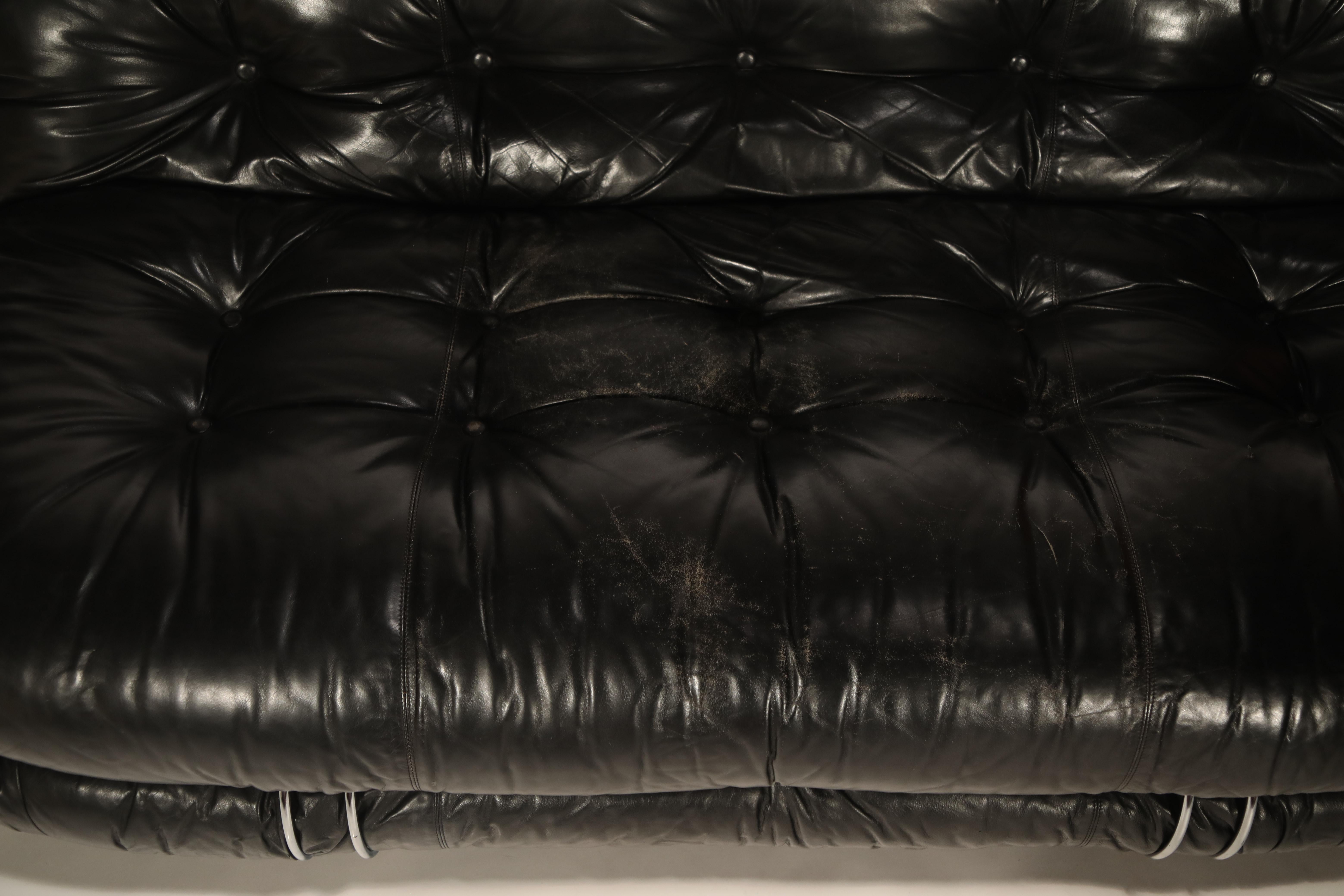 Soriana Leather Settee Sofa by Afra and Tobia Scarpa for Cassina, circa 1960s 5