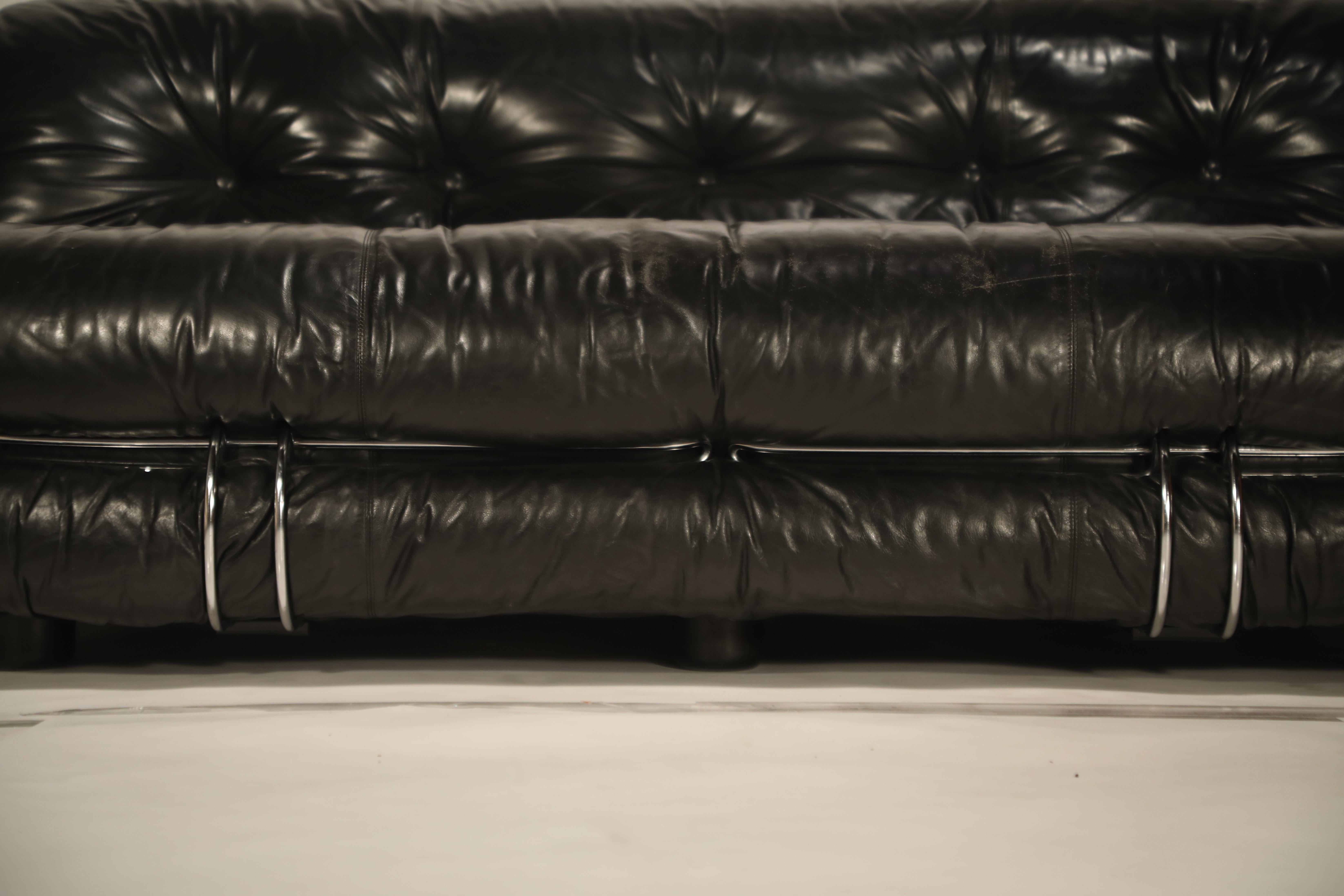 Soriana Leather Settee Sofa by Afra and Tobia Scarpa for Cassina, circa 1960s 6