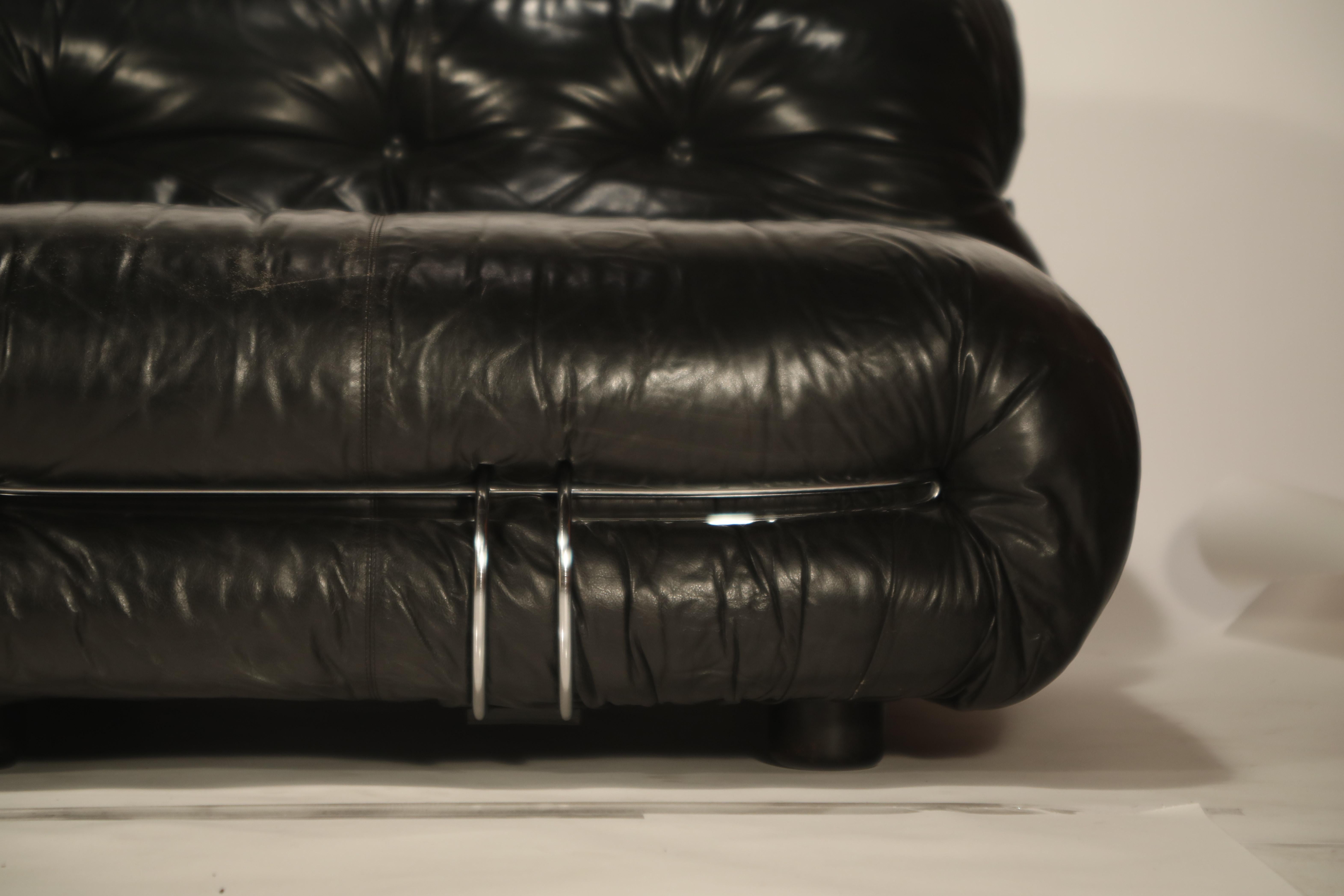 Soriana Leather Settee Sofa by Afra and Tobia Scarpa for Cassina, circa 1960s 7