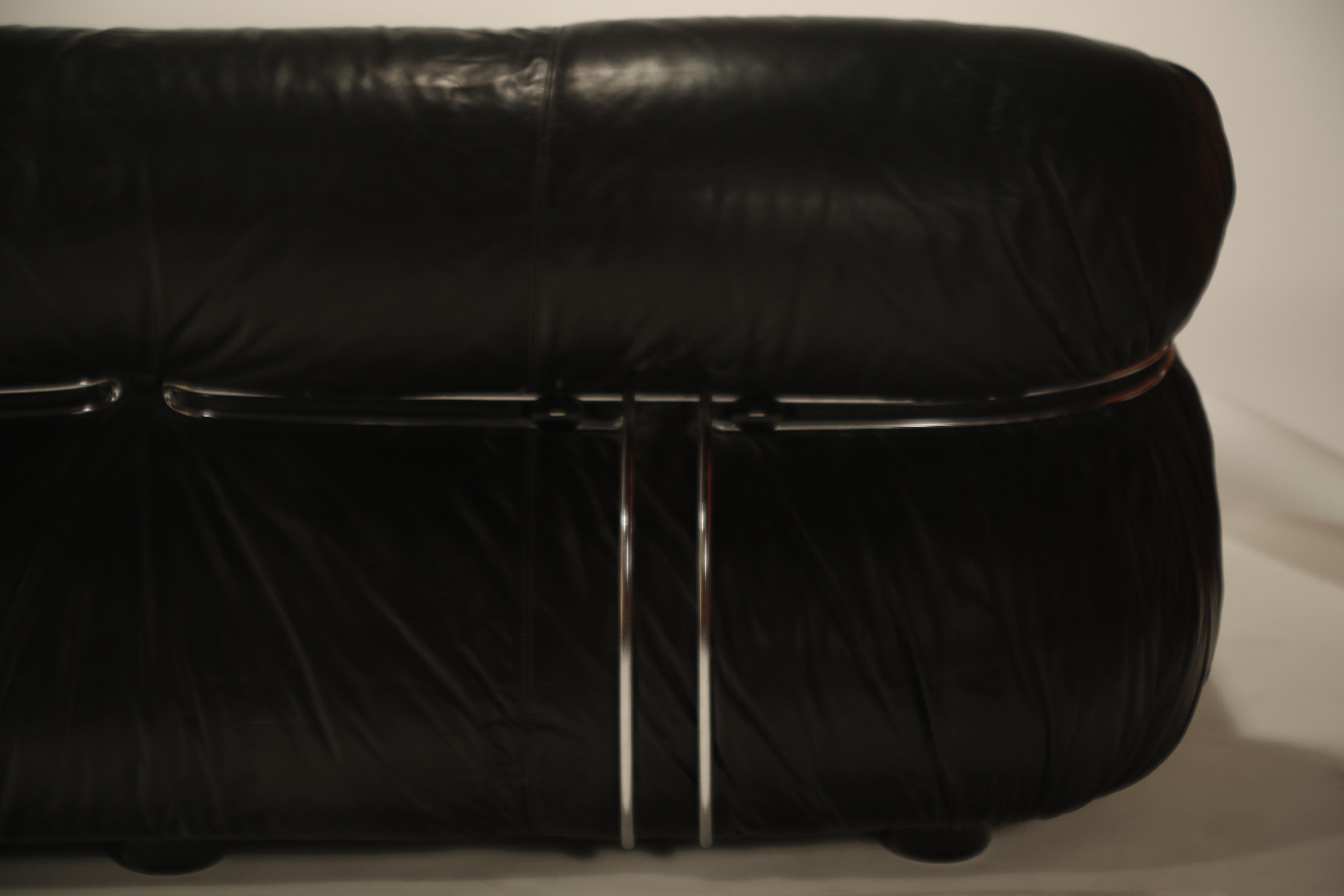 Soriana Leather Settee Sofa by Afra and Tobia Scarpa for Cassina, circa 1960s 11