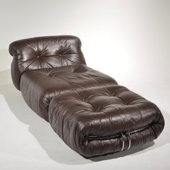 Soriana Lounge Chair and Ottoman with Knoll Leather by Scarpa for Cassina