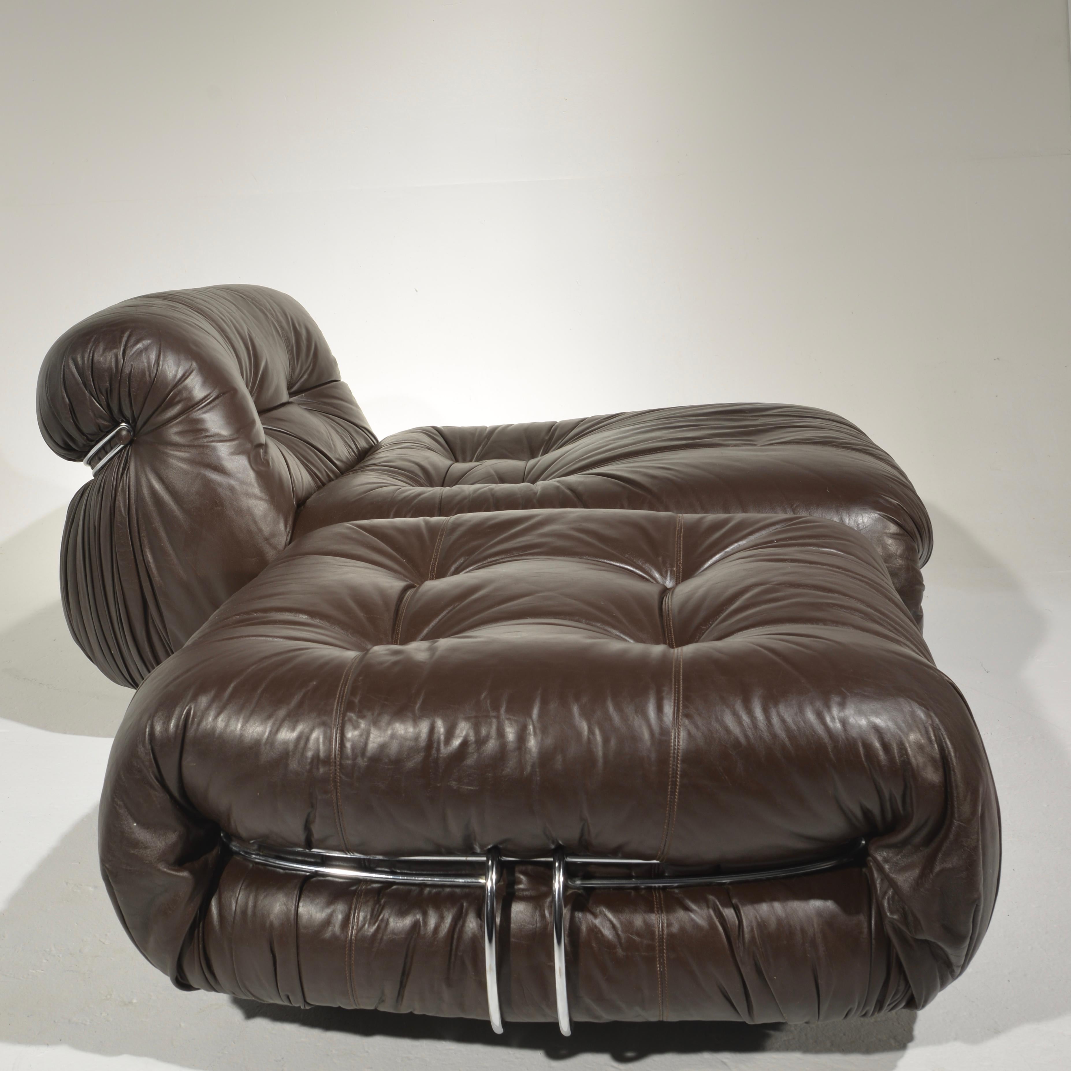 Soriana Lounge Chair and Ottoman with Knoll Leather by Scarpa for Cassina 1