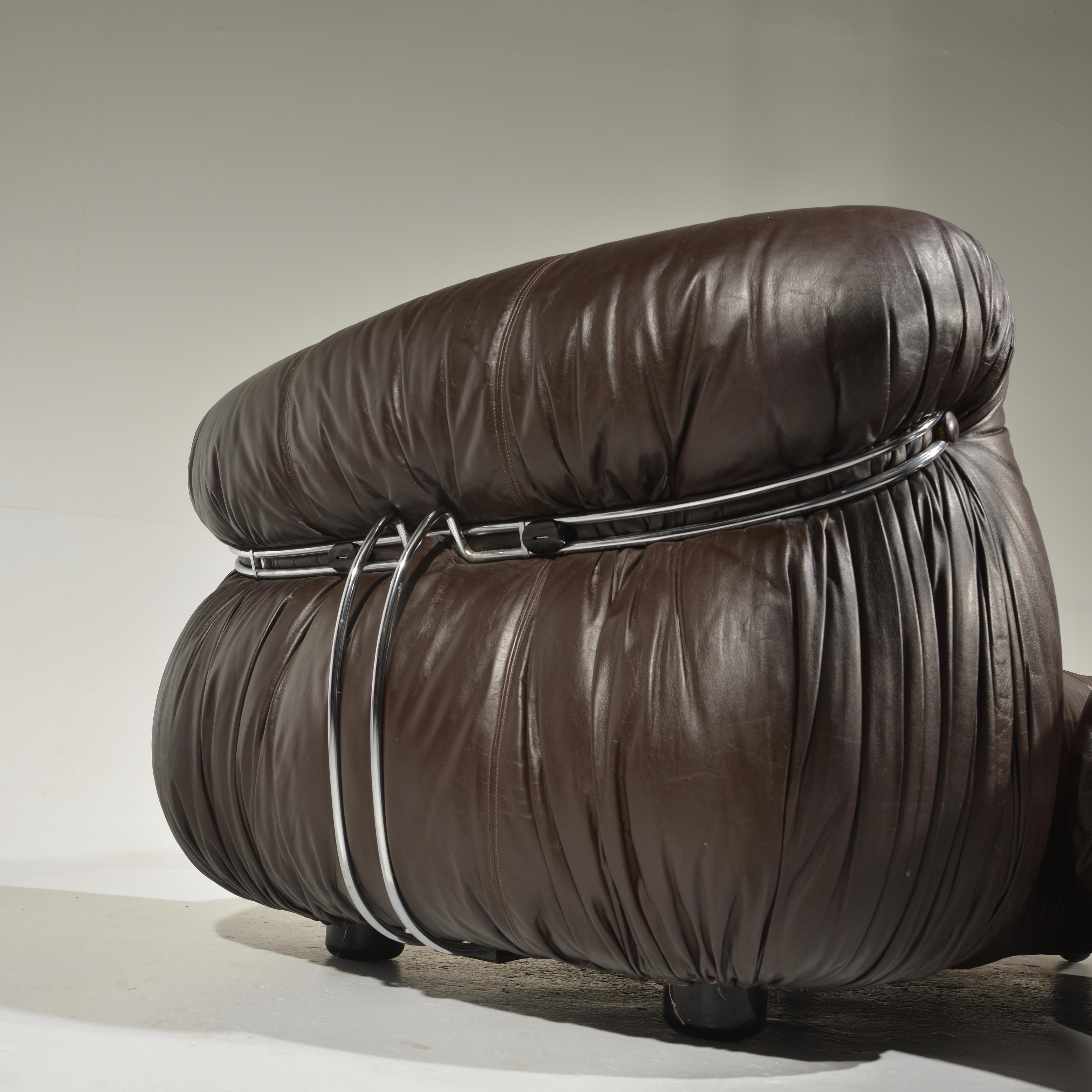 Soriana Lounge Chair and Ottoman with Knoll Leather by Scarpa for Cassina 2