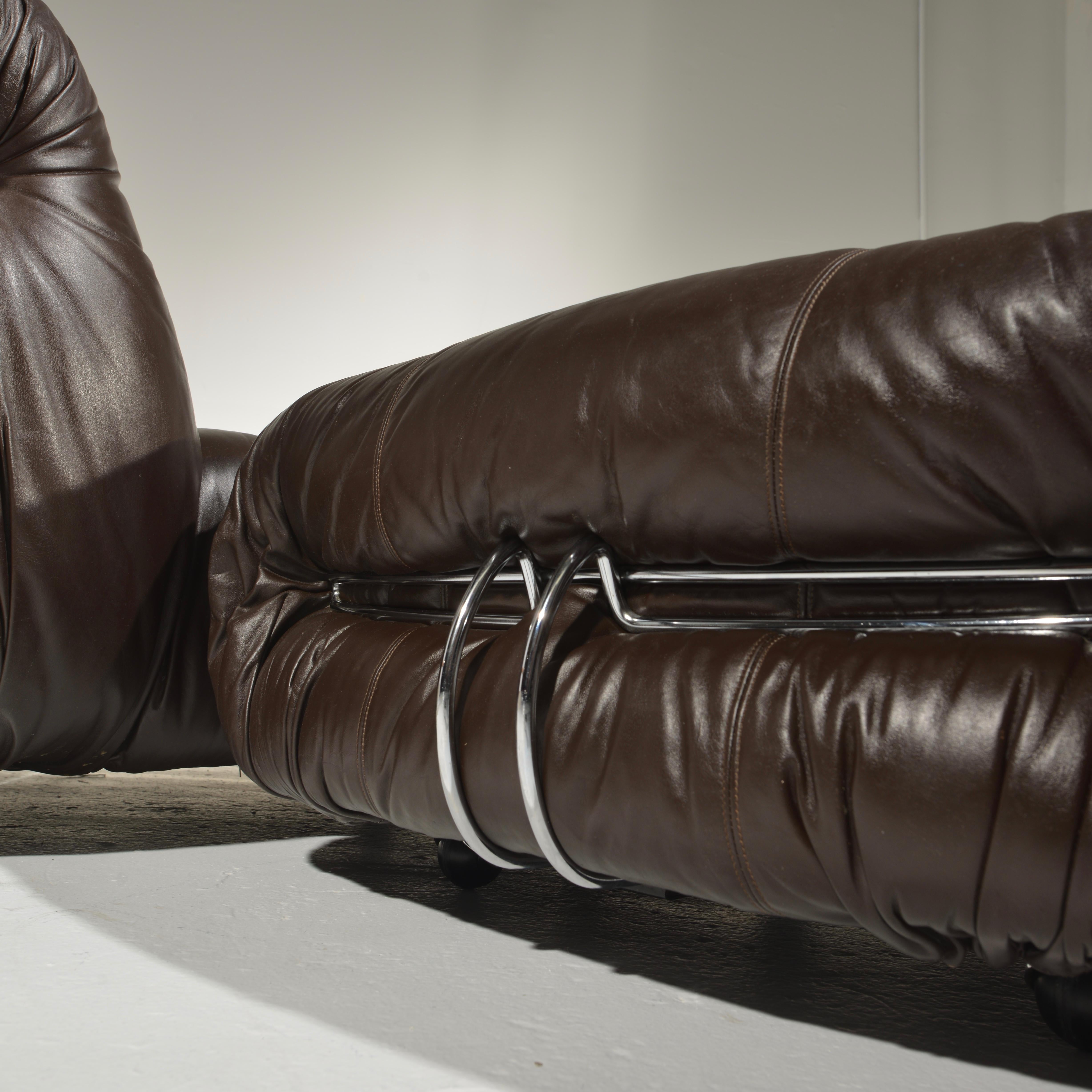 Soriana Lounge Chair and Ottoman with Knoll Leather by Scarpa for Cassina 3