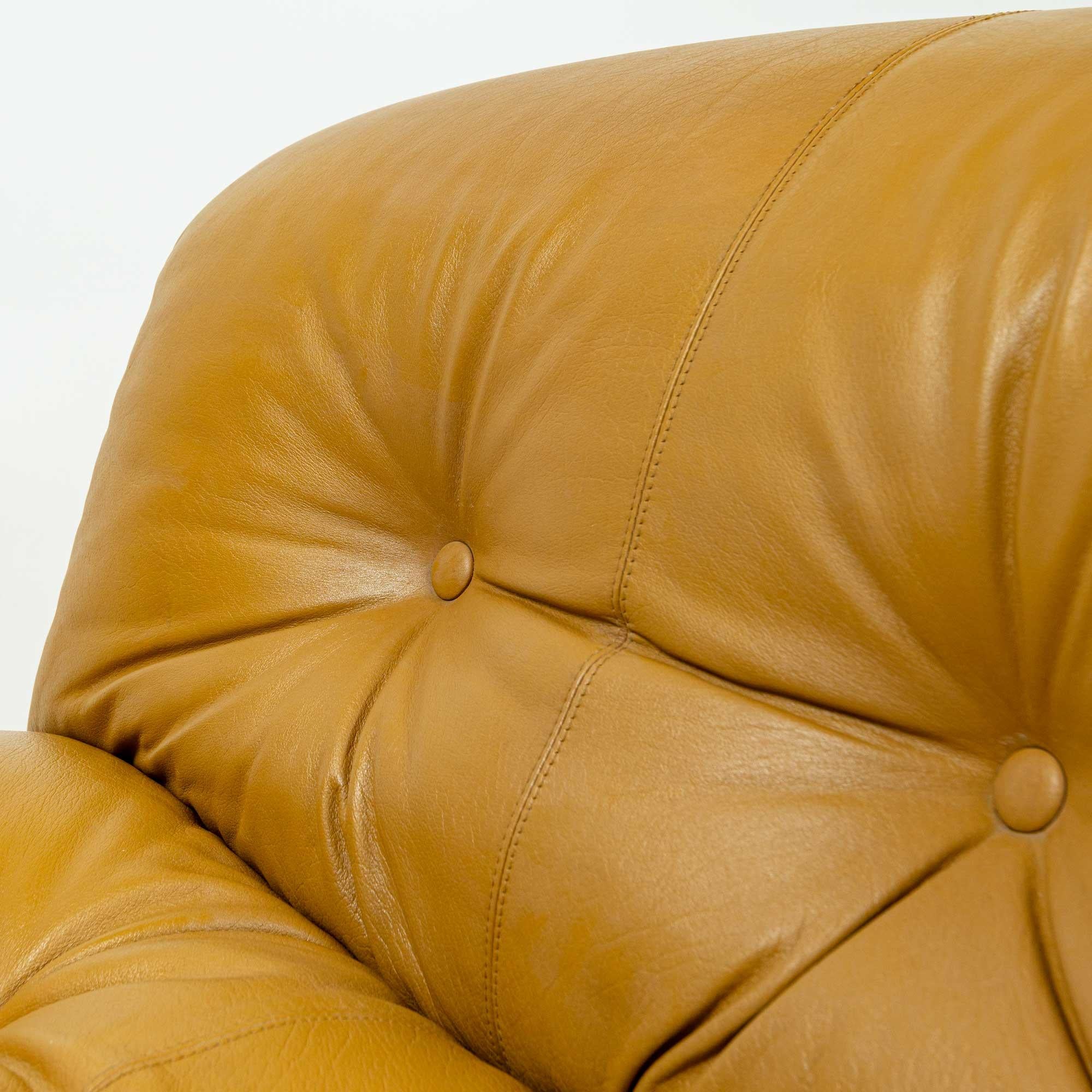 Leather Soriana Lounge Chair by Afra & Tobia Scarpa for Cassina 1970s