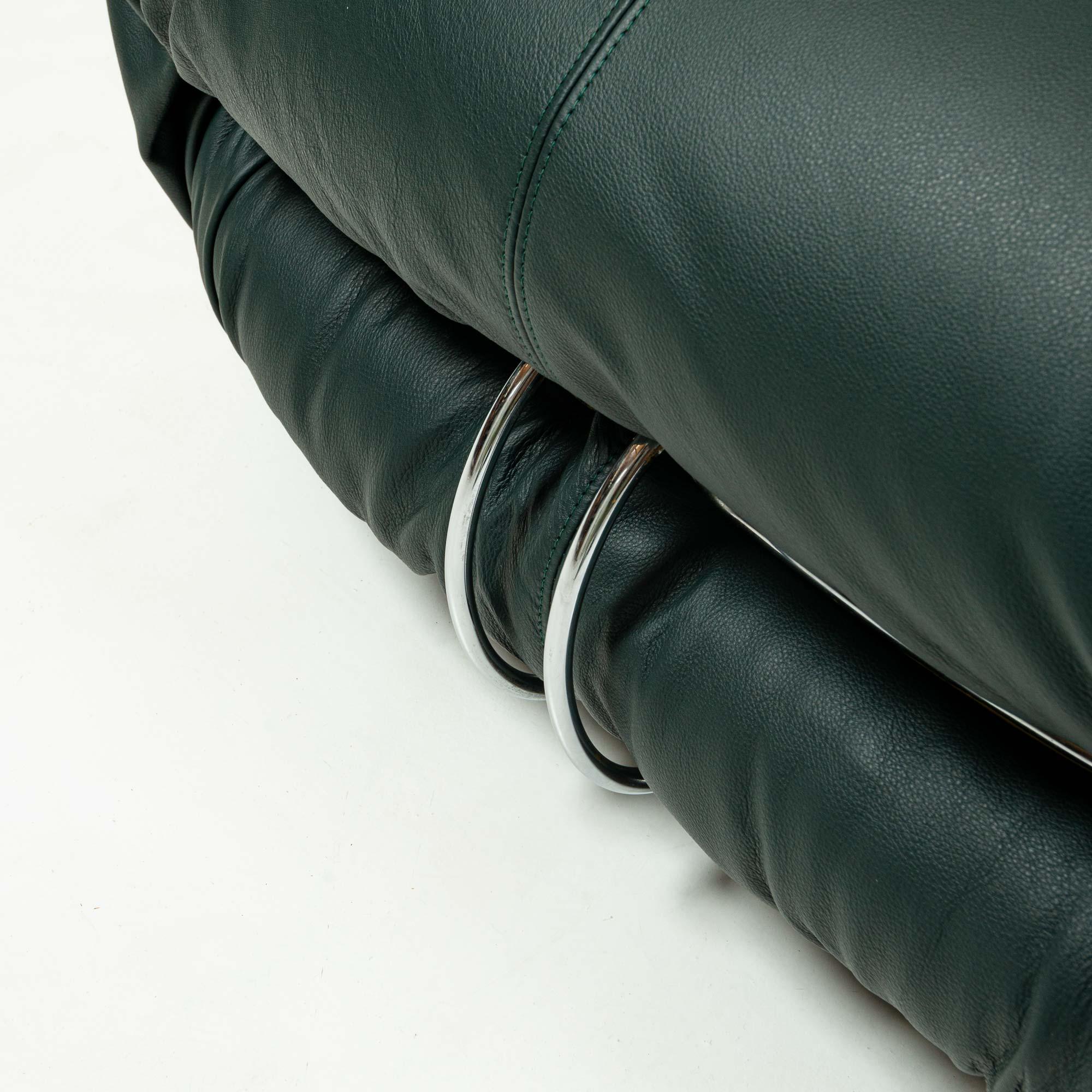 Soriana Lounge Chair by Afra & Tobia Scarpa for Cassina, Elmo Green Leather For Sale 5