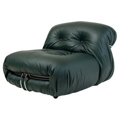 Loungesessel „Soriana“ von Afra & Tobia Scarpa für Cassina, Elmo Grünes Leder