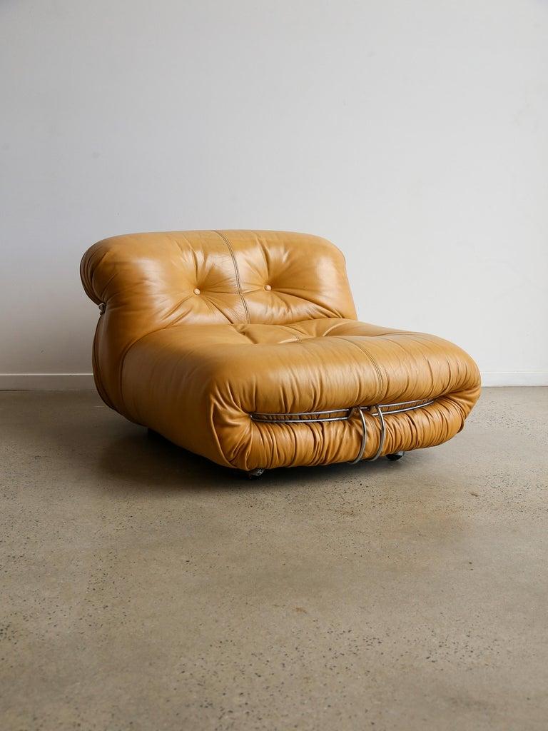Leather Soriana Lounge Chair by Afra & Tobia Scarpa for Cassina For Sale
