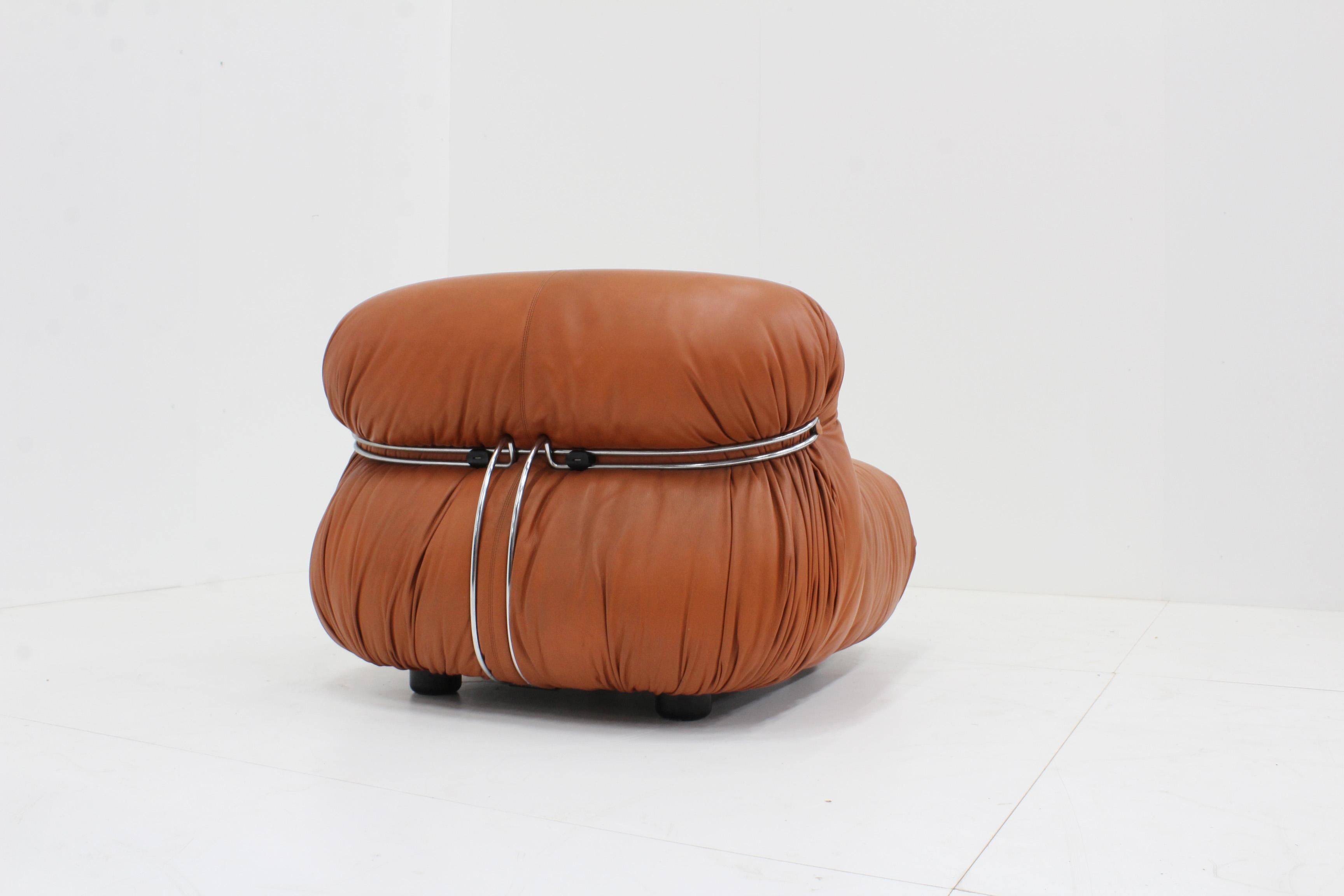 Soriana Lounge Chair by Afra & Tobia Scarpa for Cassina in cognac leather 1970 2