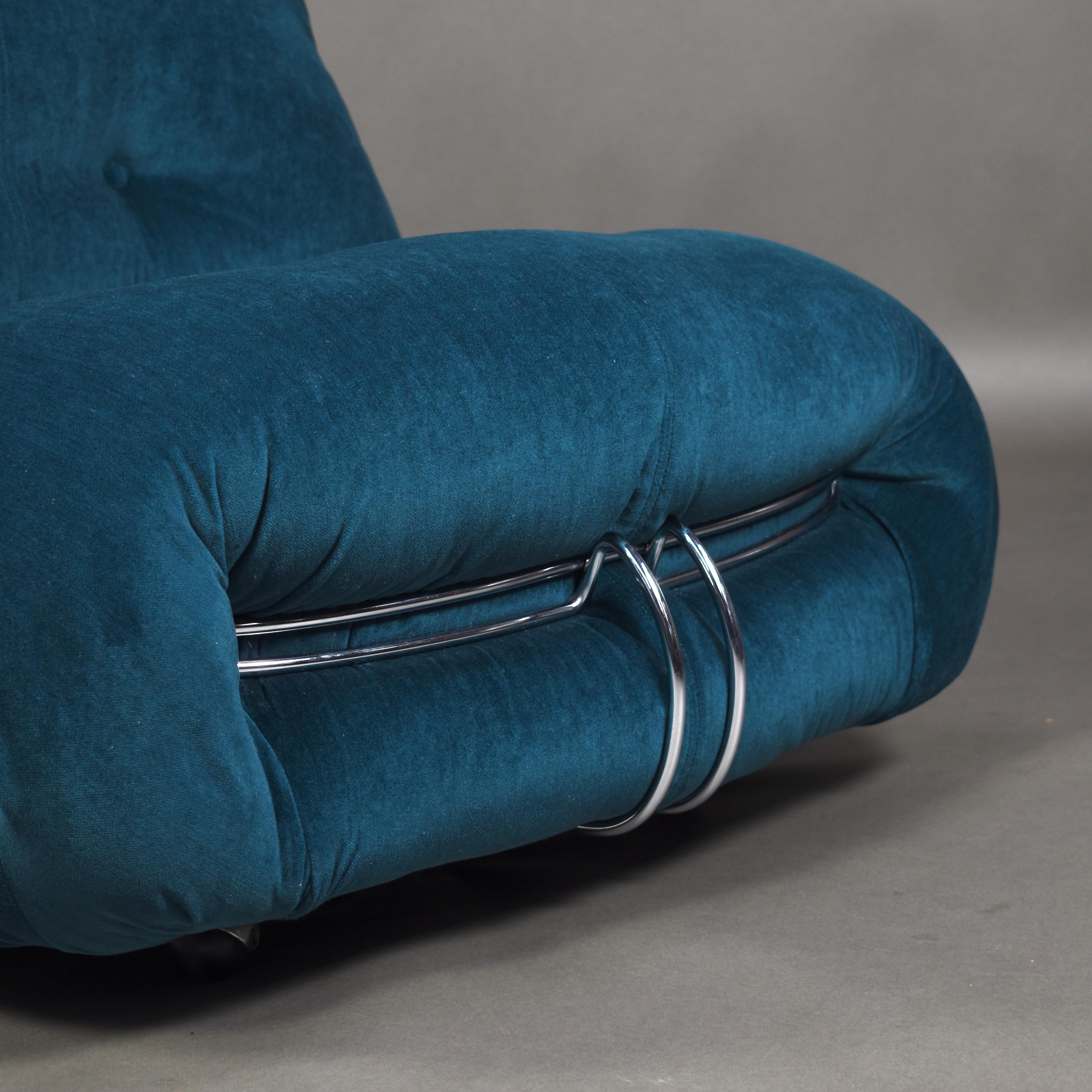 Soriana Lounge Chair by Afra & Tobia Scarpa for Cassina in New Fabric, 1970 1