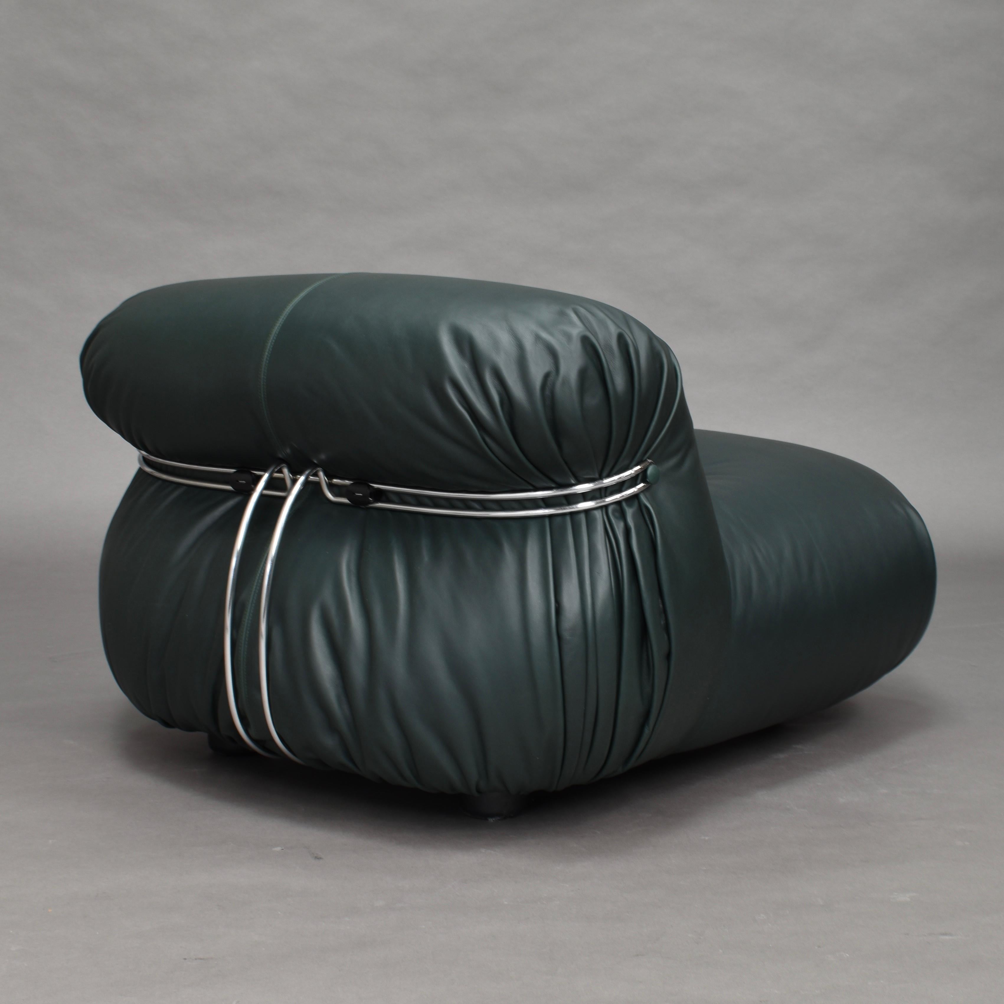 Late 20th Century Soriana Lounge Chair by Afra & Tobia Scarpa for Cassina in New Leather, 1970
