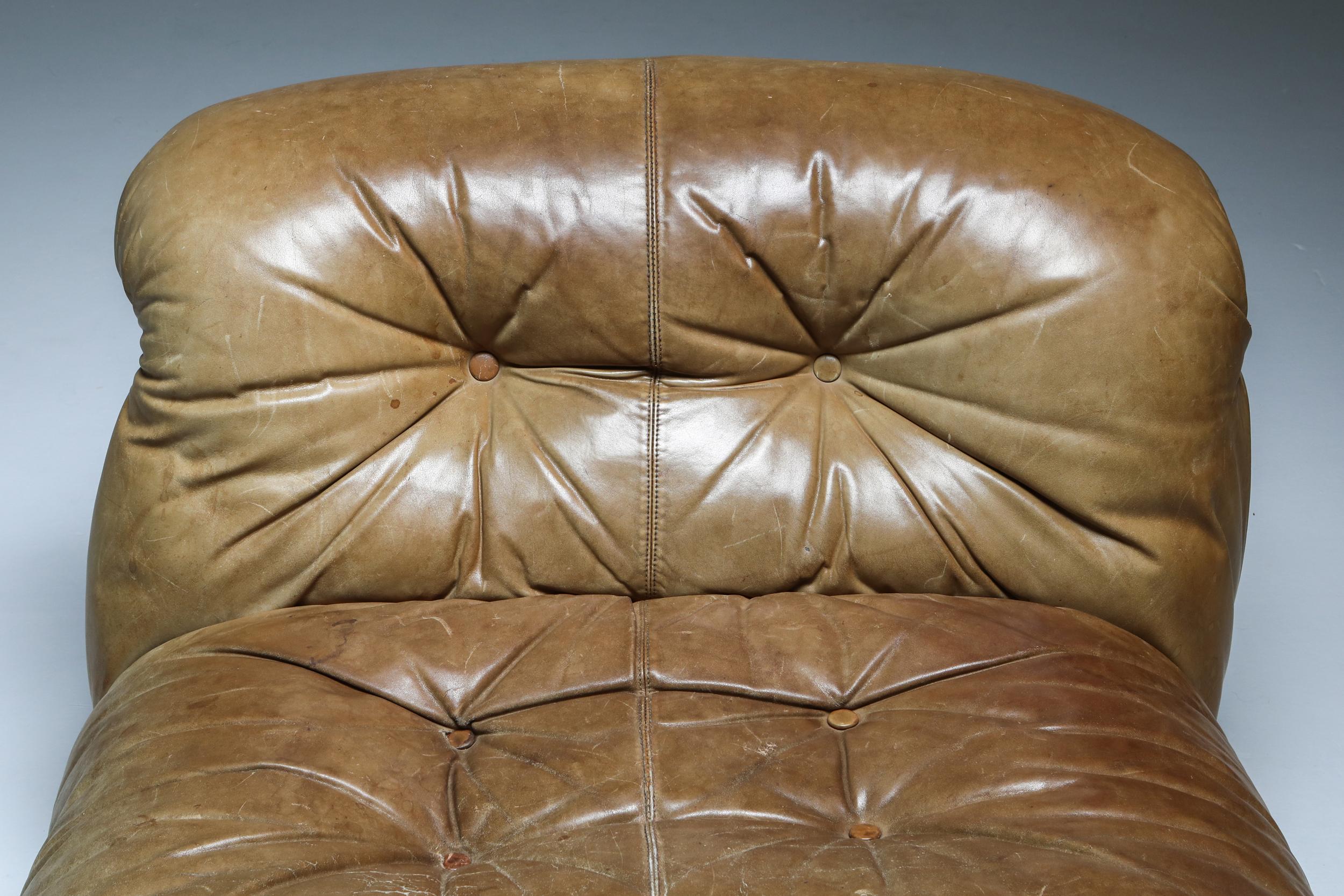 Soriana Lounge Chair in Brown Leather by Afra & Tobia Scarpa, 1969 1