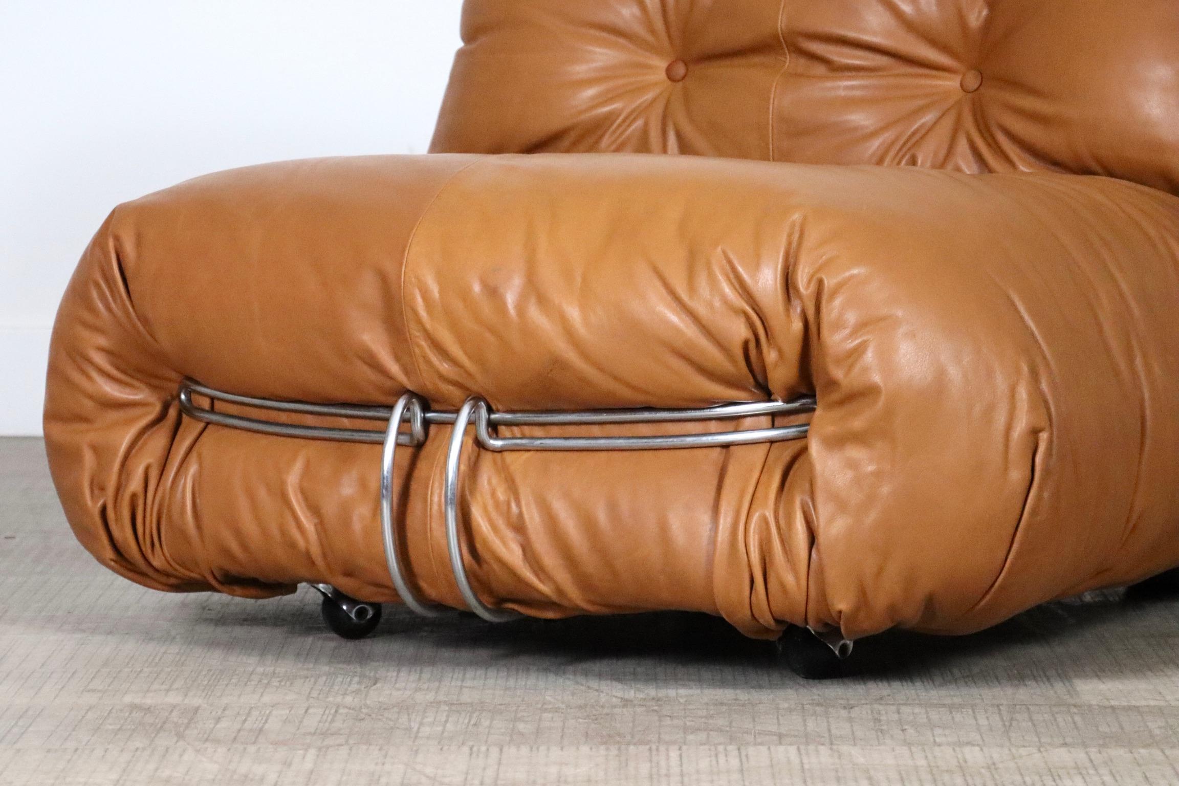 Soriana Lounge Chair In Cognac Leather By Afra And Tobia Scarpa For Cassina, 197 3