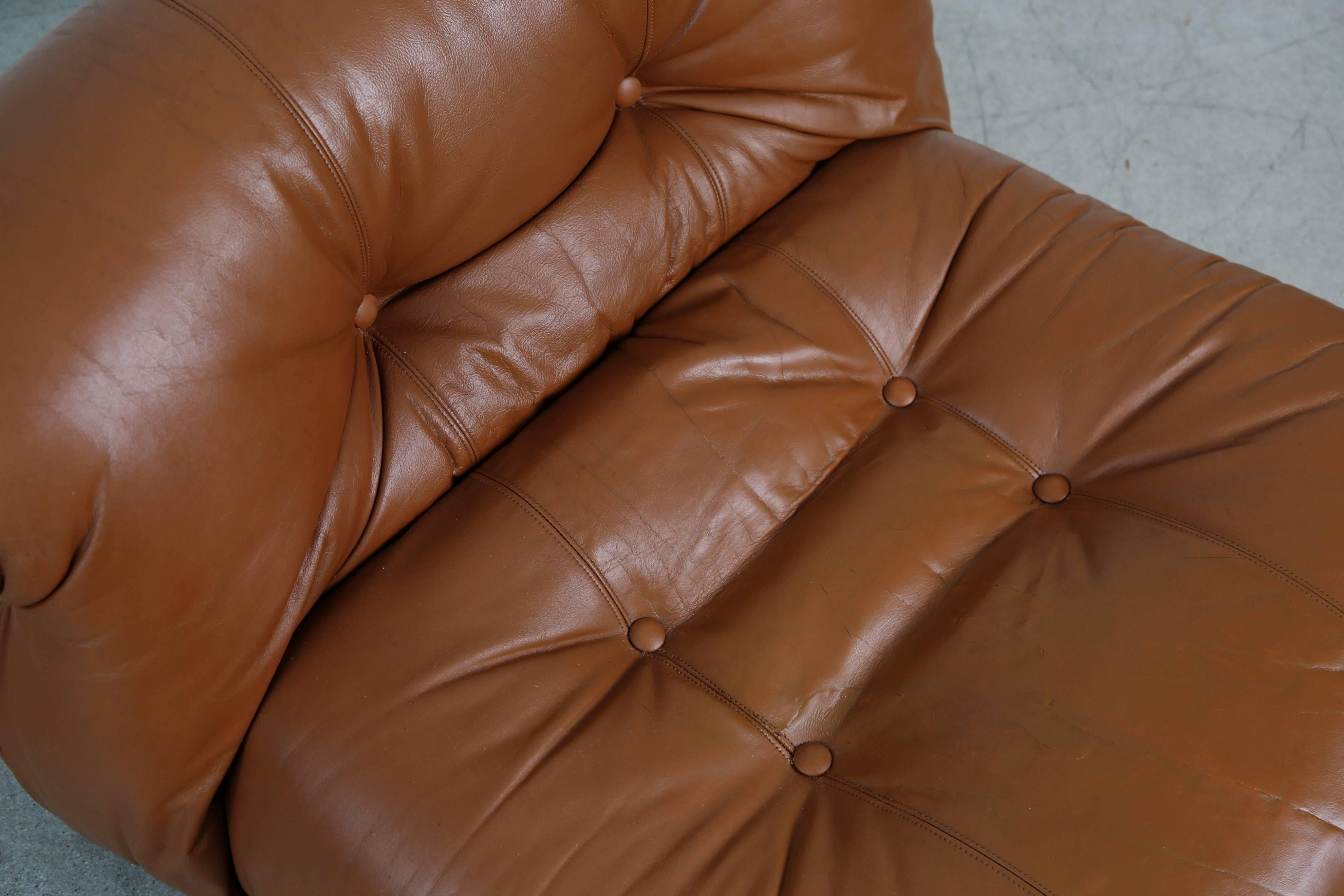 Soriana Lounge Chair in Cognac Leather by Afra & Tobia Scarpa for Cassina 8