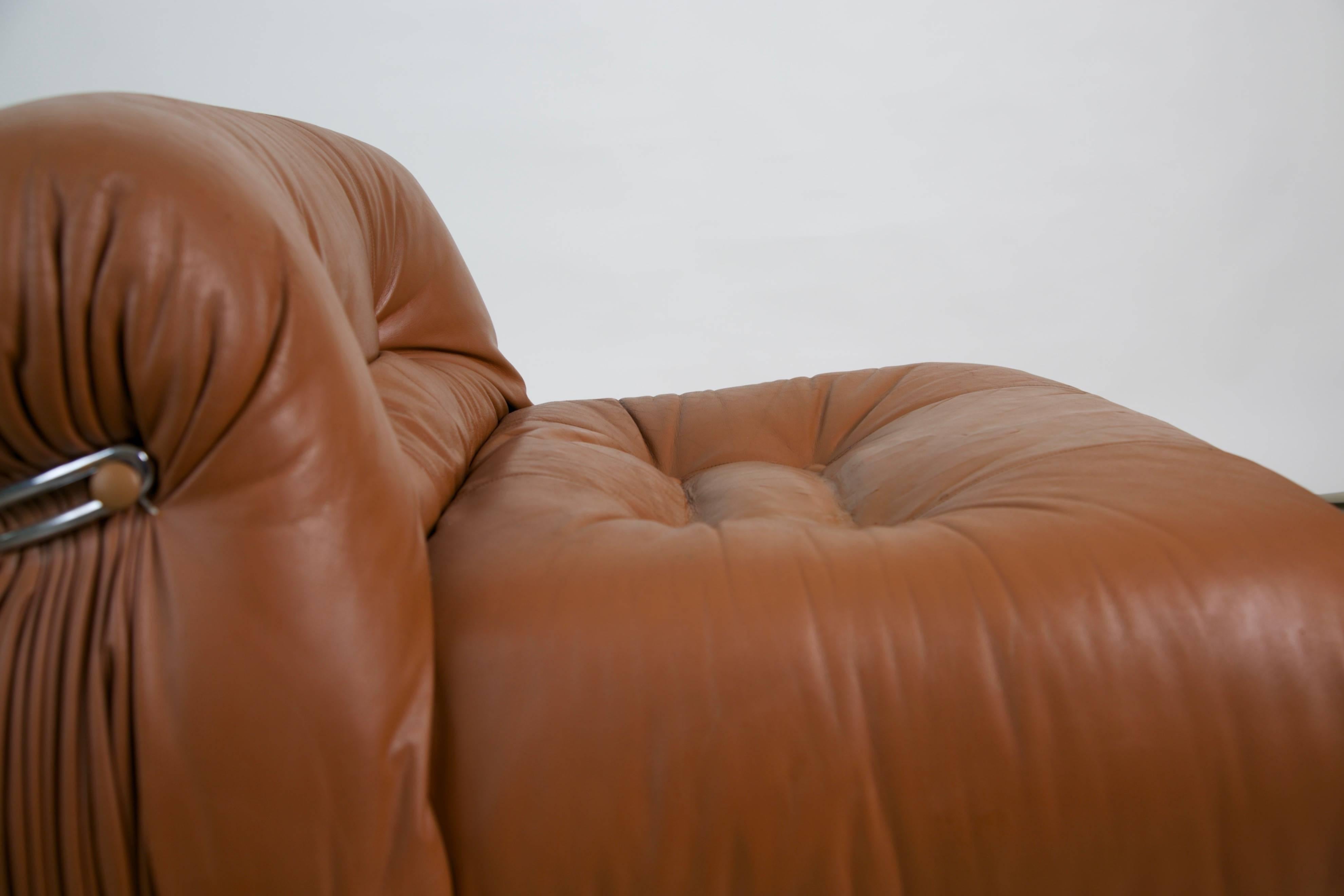 Soriana Lounge Chair in Cognac Leather by Afra & Tobia Scarpa for Cassina 9