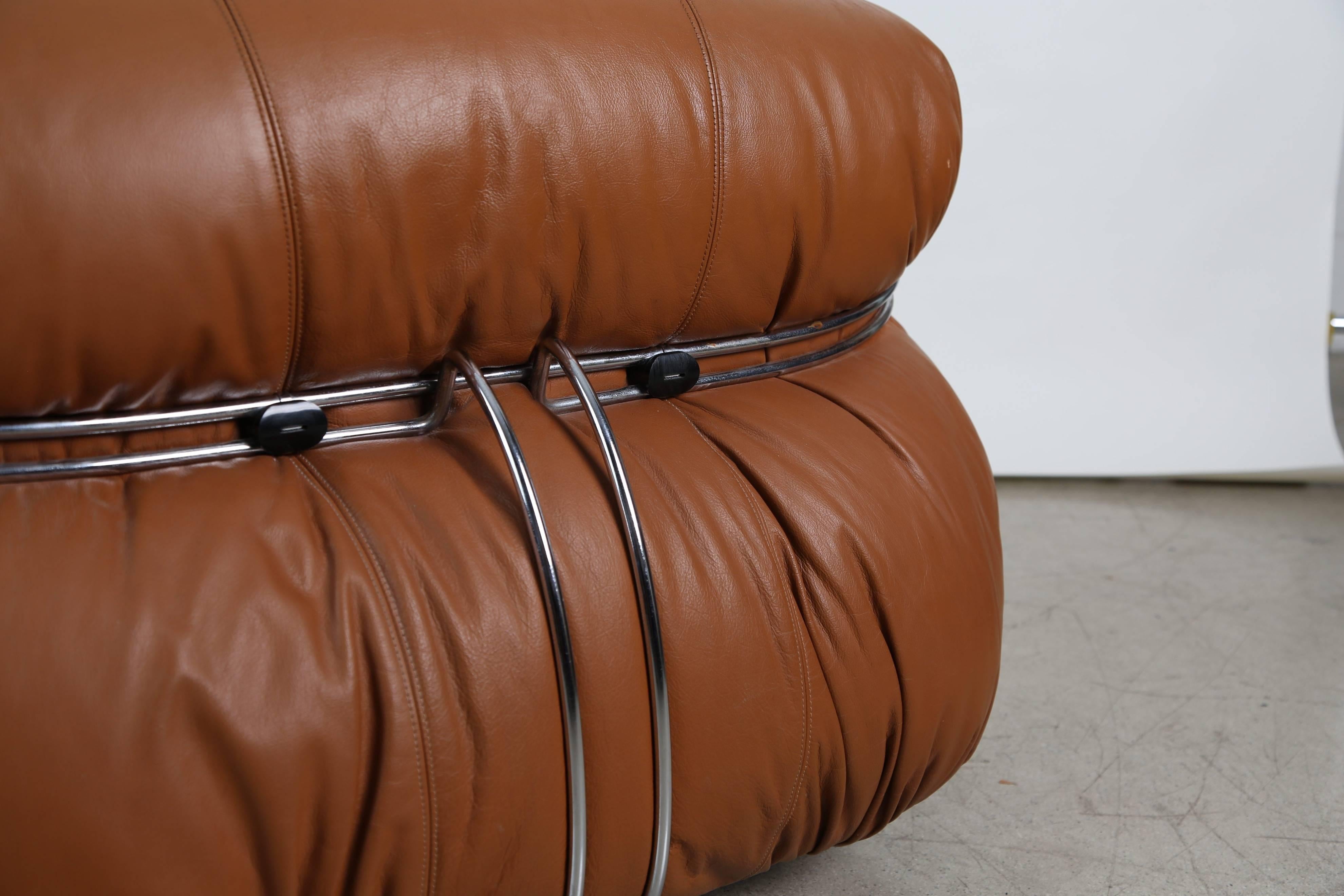Soriana Lounge Chair in Cognac Leather by Afra & Tobia Scarpa for Cassina 12