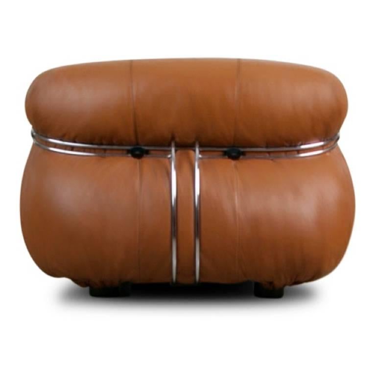 Soriana Lounge Chair in Cognac Leather by Afra & Tobia Scarpa for Cassina In Good Condition In Los Angeles, CA
