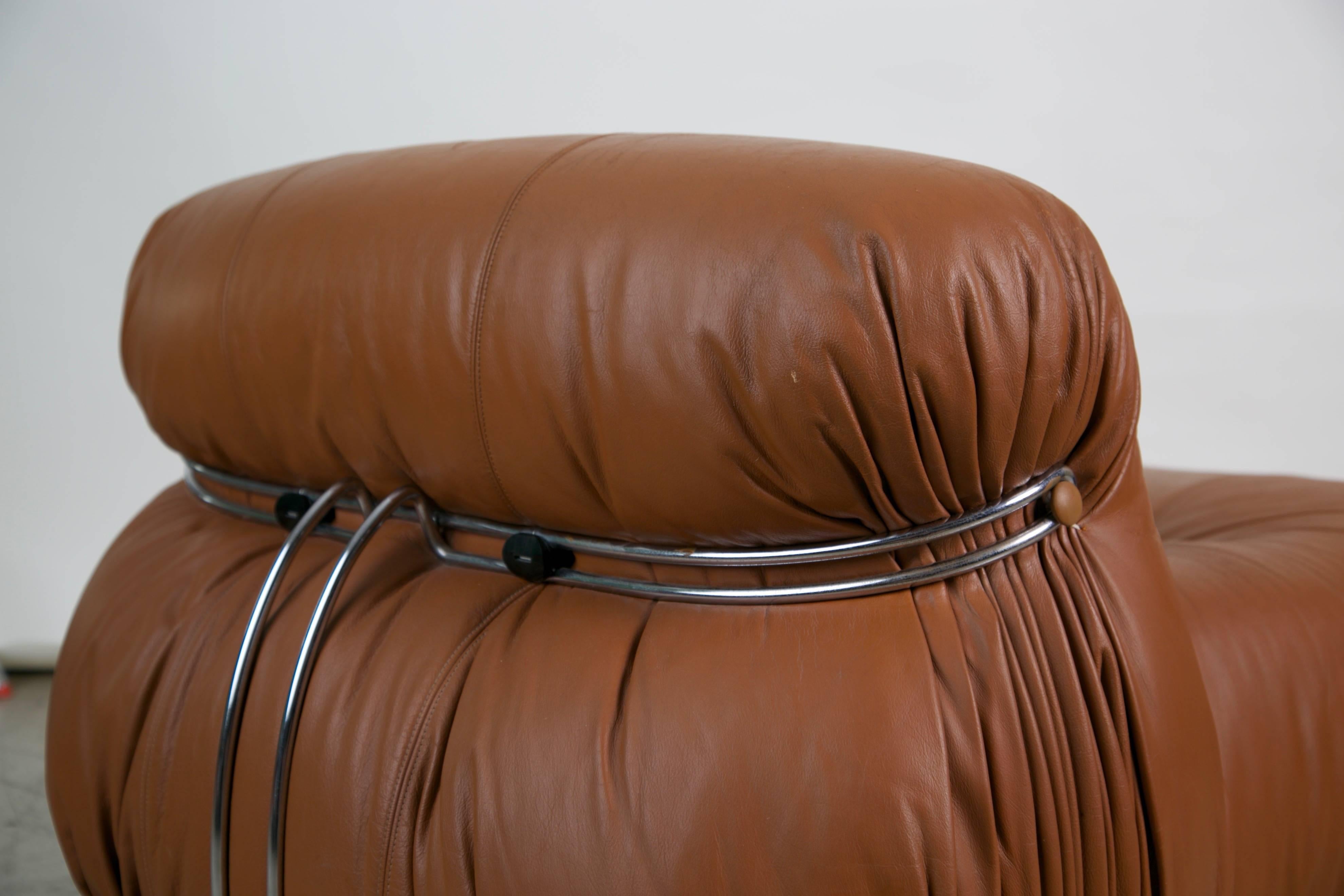 Soriana Lounge Chair in Cognac Leather by Afra & Tobia Scarpa for Cassina 2