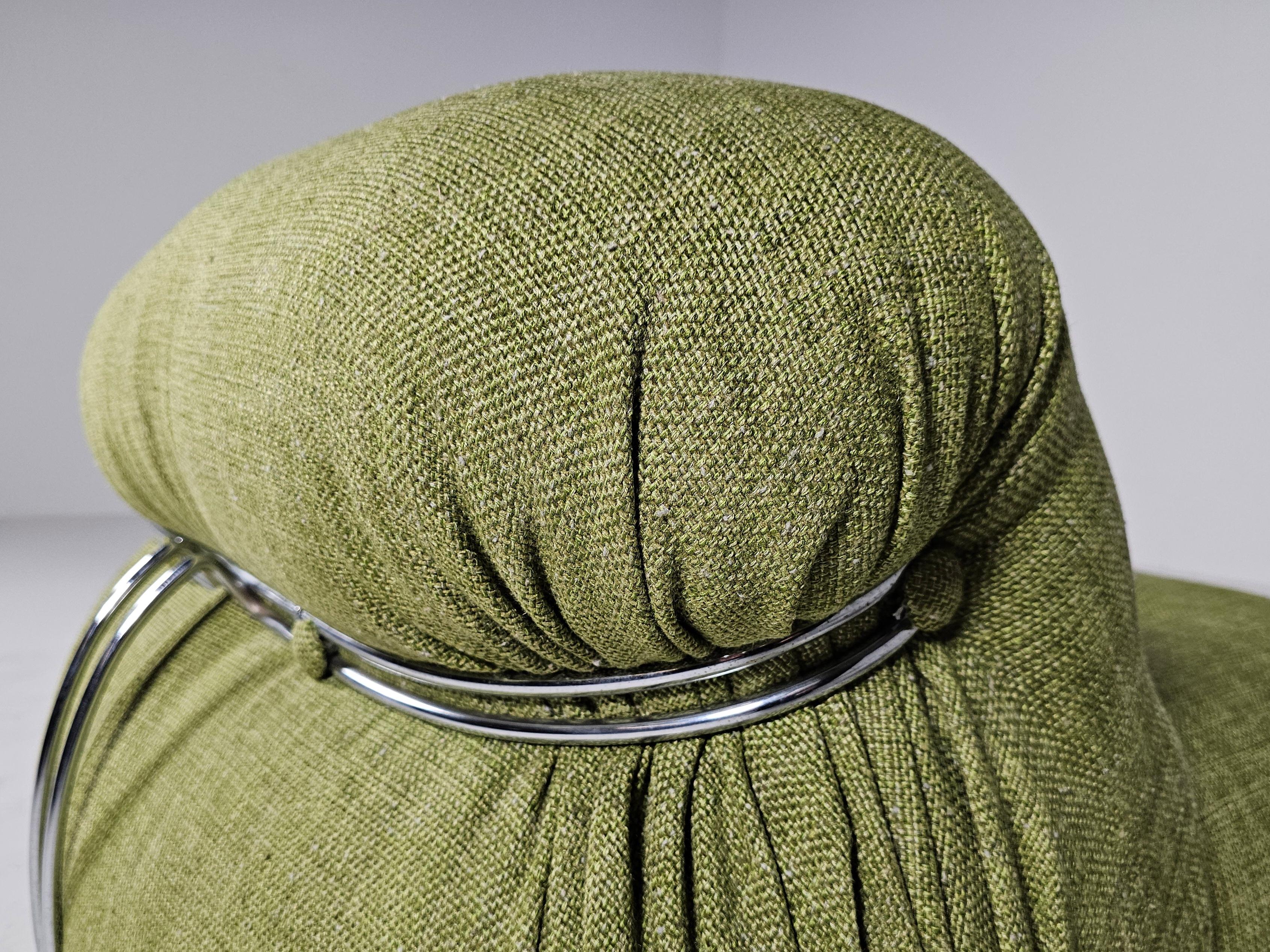 Fine XX secolo Soriana Lounge Chair in tessuto di lino verde, Afra & Tobia Scarpa, Cassina, anni '70 in vendita
