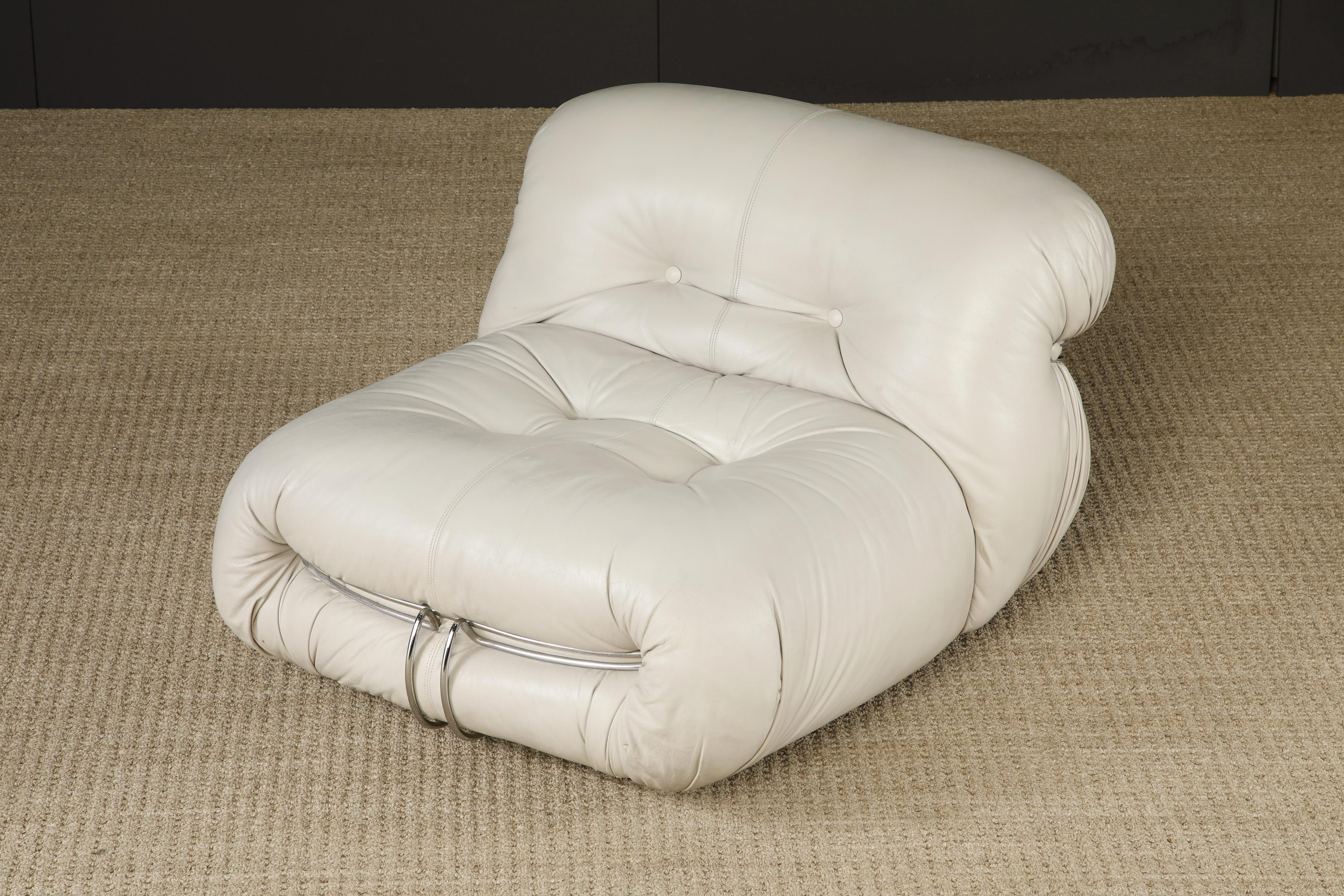 Soriana Lounge Chair in Grey Leather by Afra & Tobia Scarpa for Cassina, Signed For Sale 3