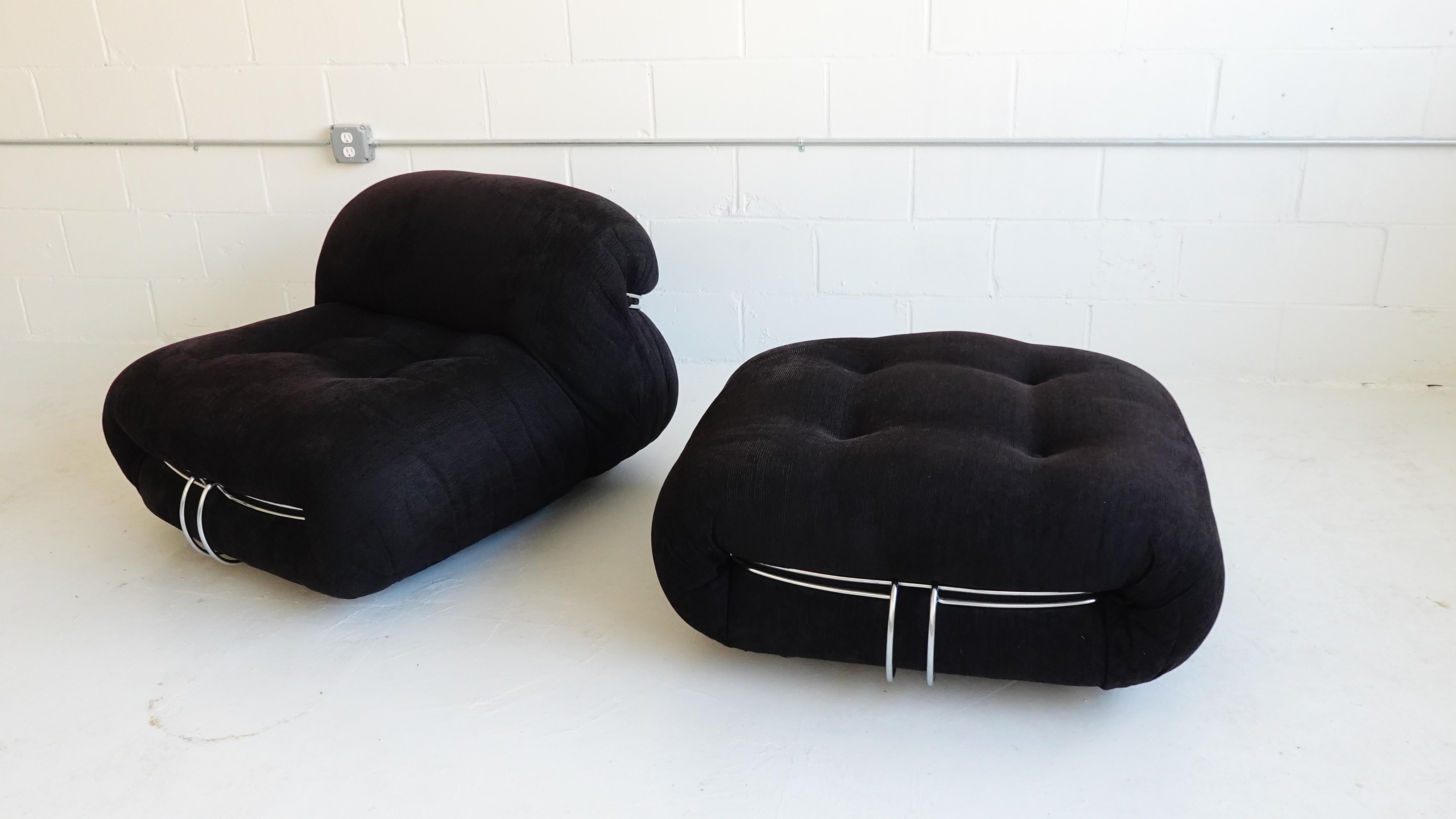 Italian Soriana Lounge Chair & Ottoman by Afra & Tobia Scarpa for Cassina, 1969 For Sale