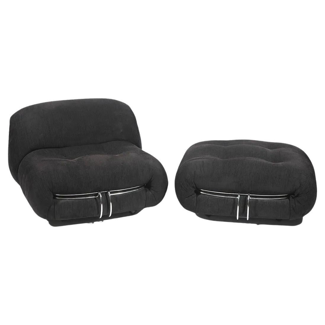 Soriana Lounge Chair & Ottoman by Afra & Tobia Scarpa for Cassina, 1969 For Sale