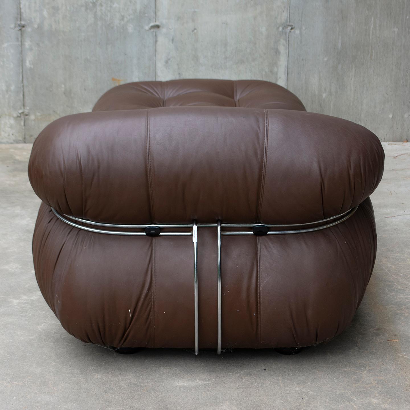 Leather Soriana Lounge Chair & Ottoman by Tobia Scarpa for Cassina For Sale