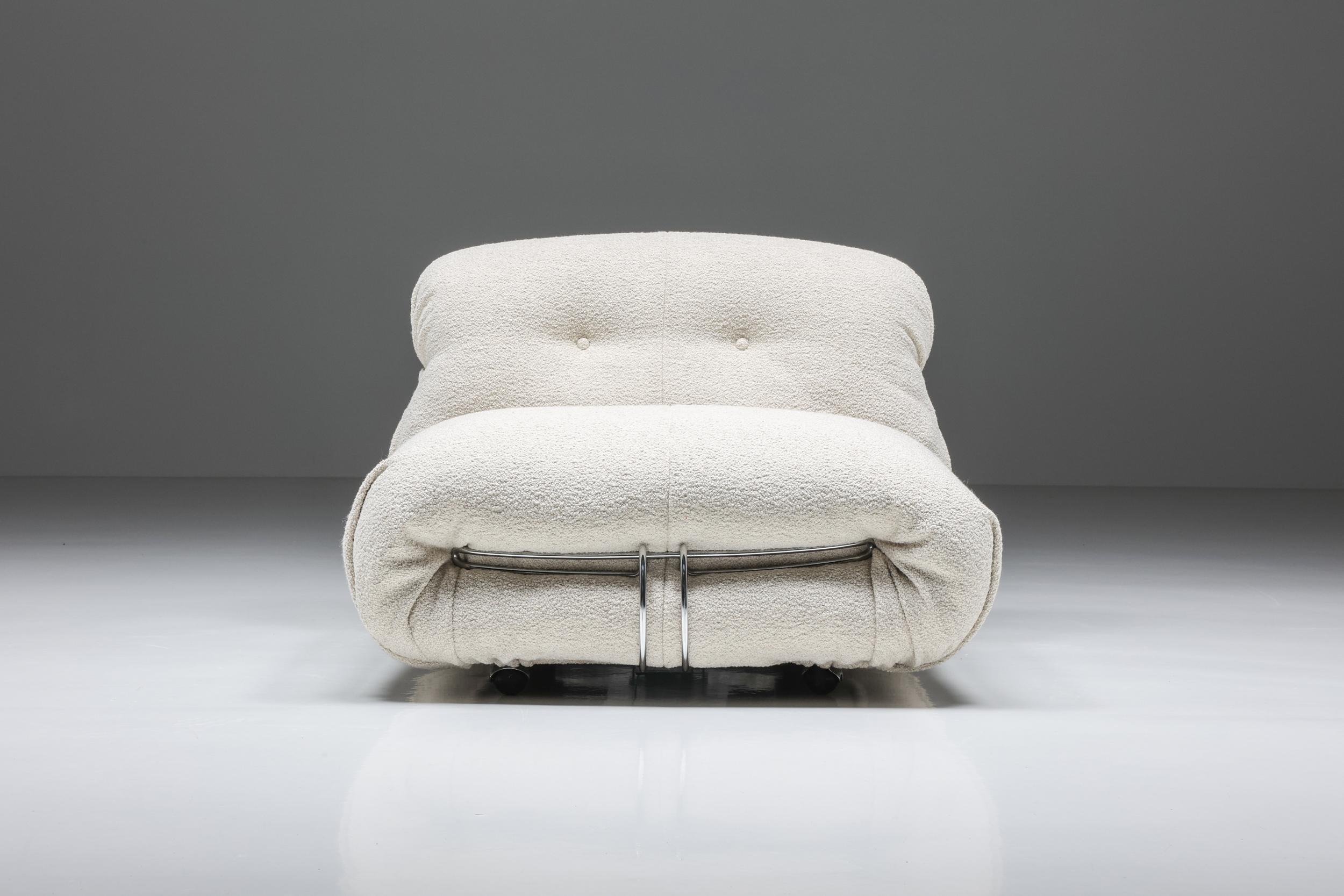 Soriana Lounge Chair & Ottoman in Bouclé by Afra & Tobia Scarpa, 1960's For Sale 4