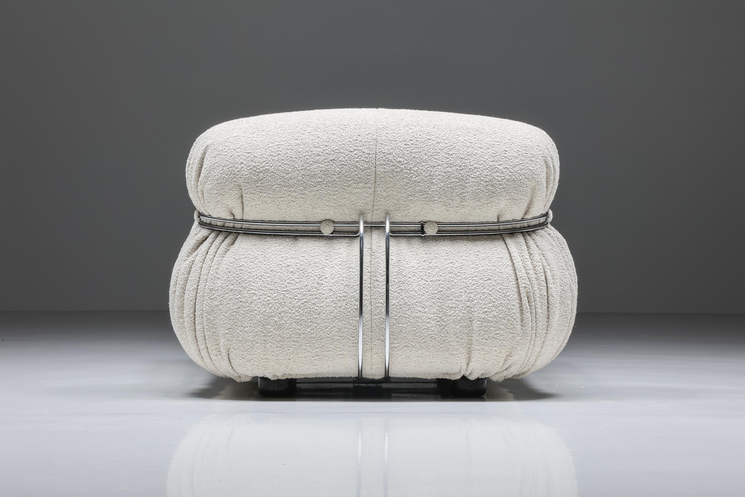 Soriana Lounge Chair & Ottoman in Bouclé by Afra & Tobia Scarpa, 1960's For Sale 5