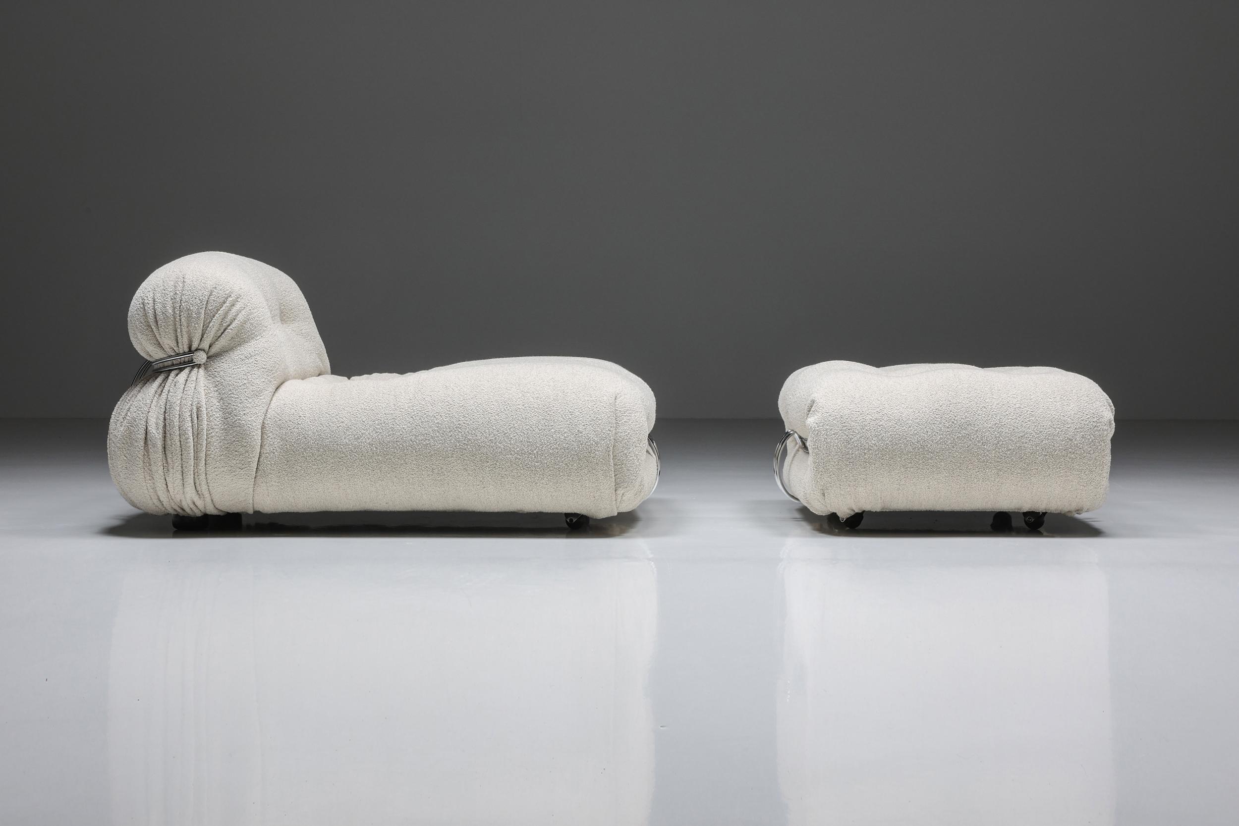 Soriana Lounge Chair & Ottoman in Bouclé by Afra & Tobia Scarpa, 1960's In Excellent Condition For Sale In Antwerp, BE