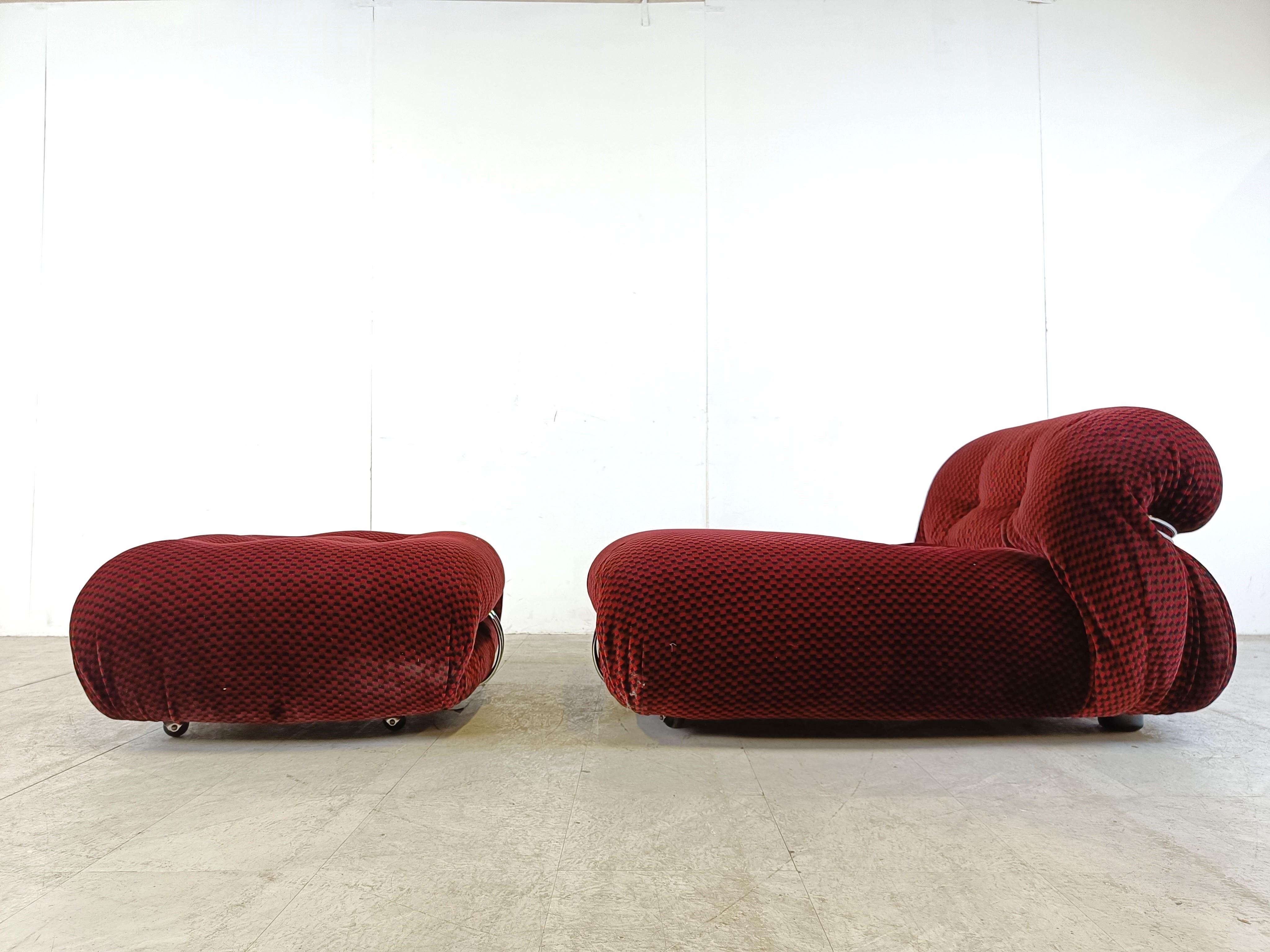 Soriana lounge chair with ottoman by Afra & Tobia Scarpa for Cassina, 1970s For Sale 3