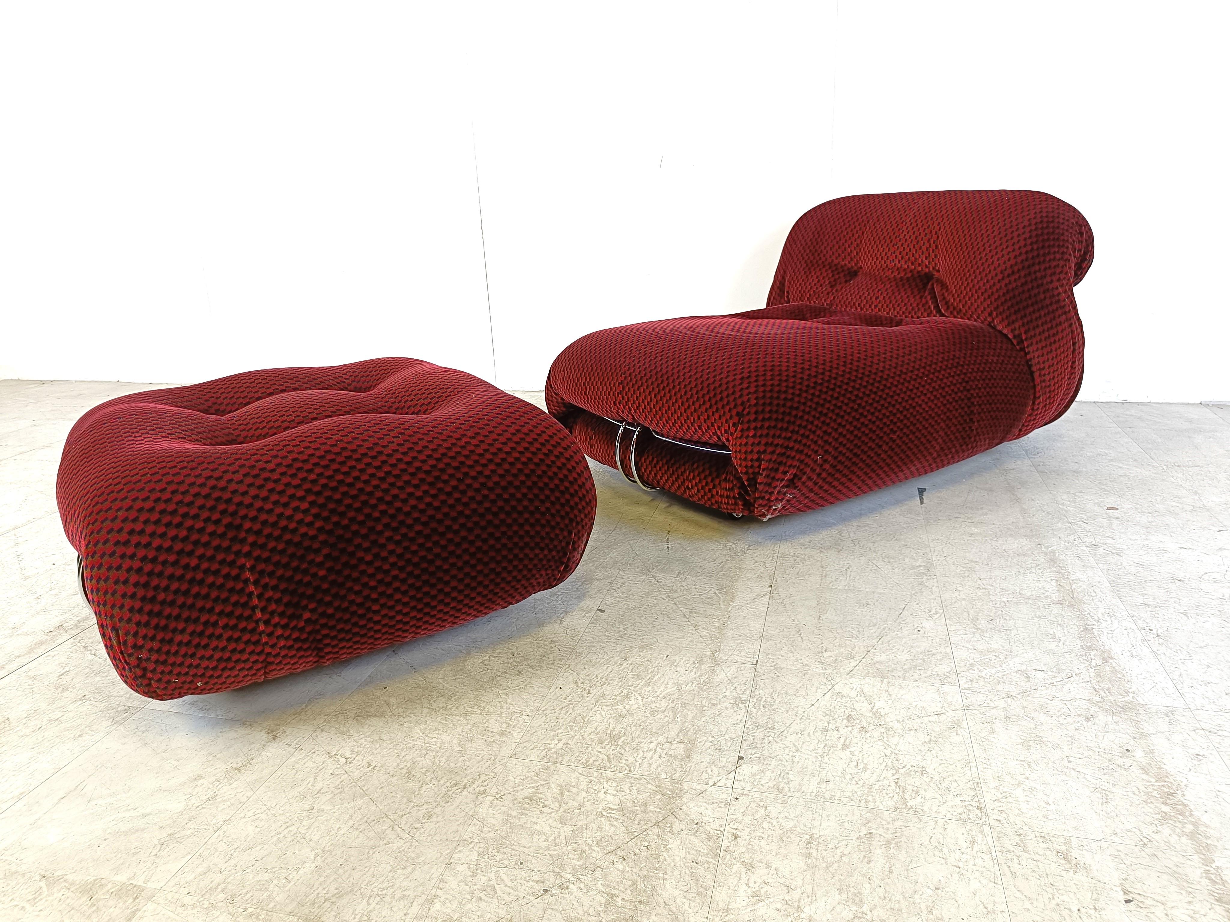 Loungesessel Soriana mit Ottomane von Afra & Tobia Scarpa für Cassina, 1970er Jahre (Moderne der Mitte des Jahrhunderts) im Angebot