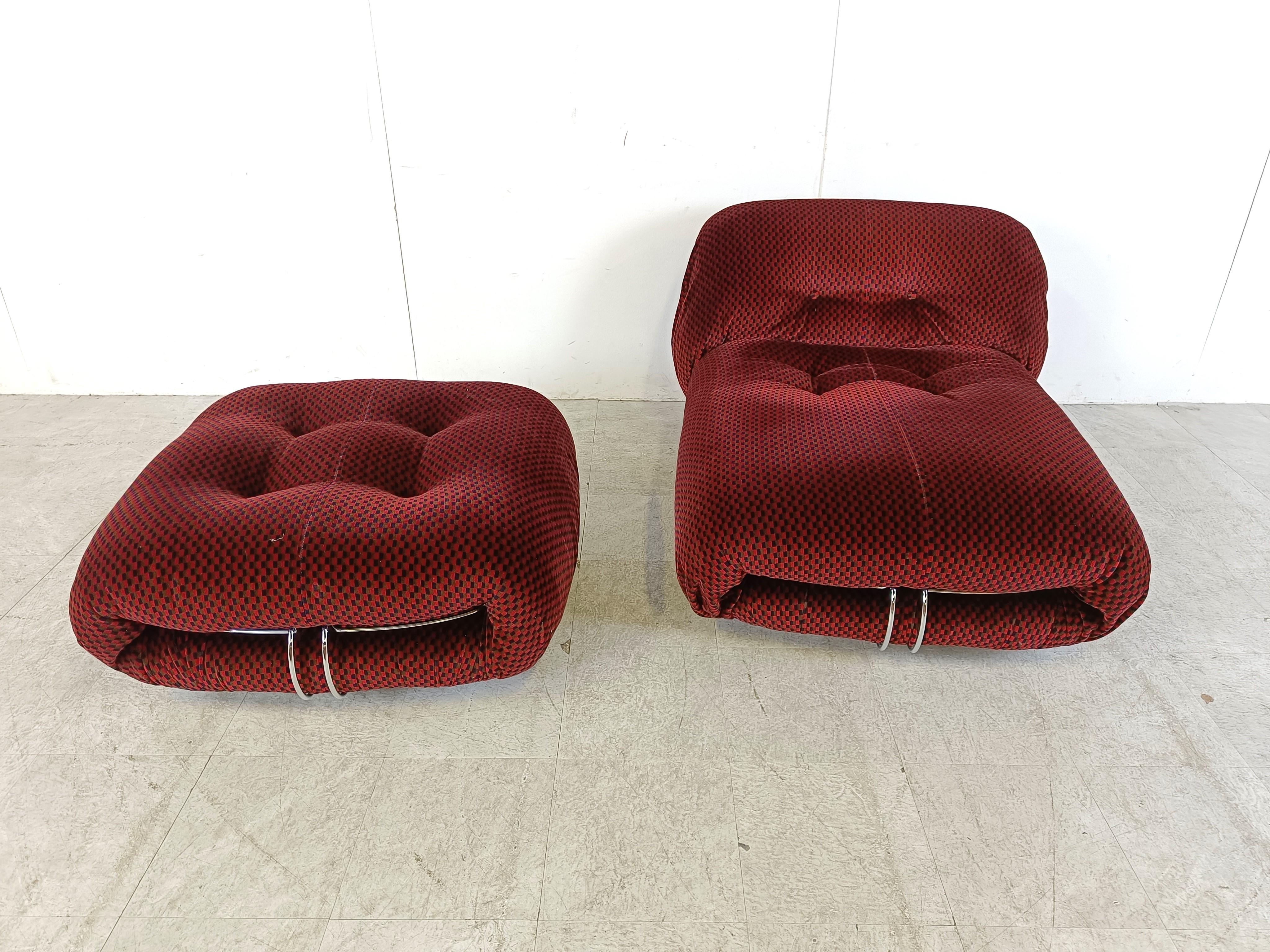 Soriana lounge chair with ottoman by Afra & Tobia Scarpa for Cassina, 1970s In Good Condition For Sale In HEVERLEE, BE