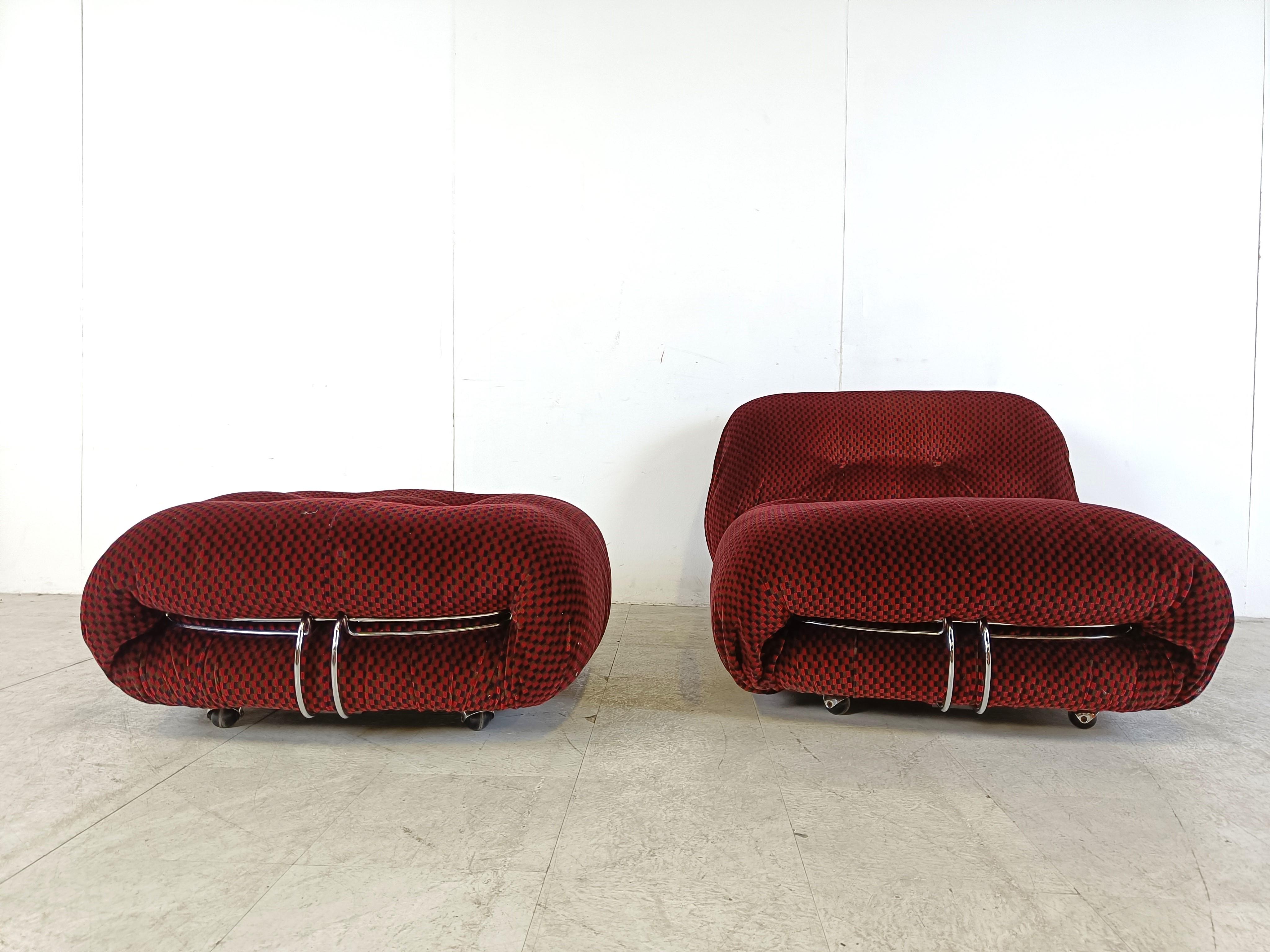 Late 20th Century Soriana lounge chair with ottoman by Afra & Tobia Scarpa for Cassina, 1970s For Sale