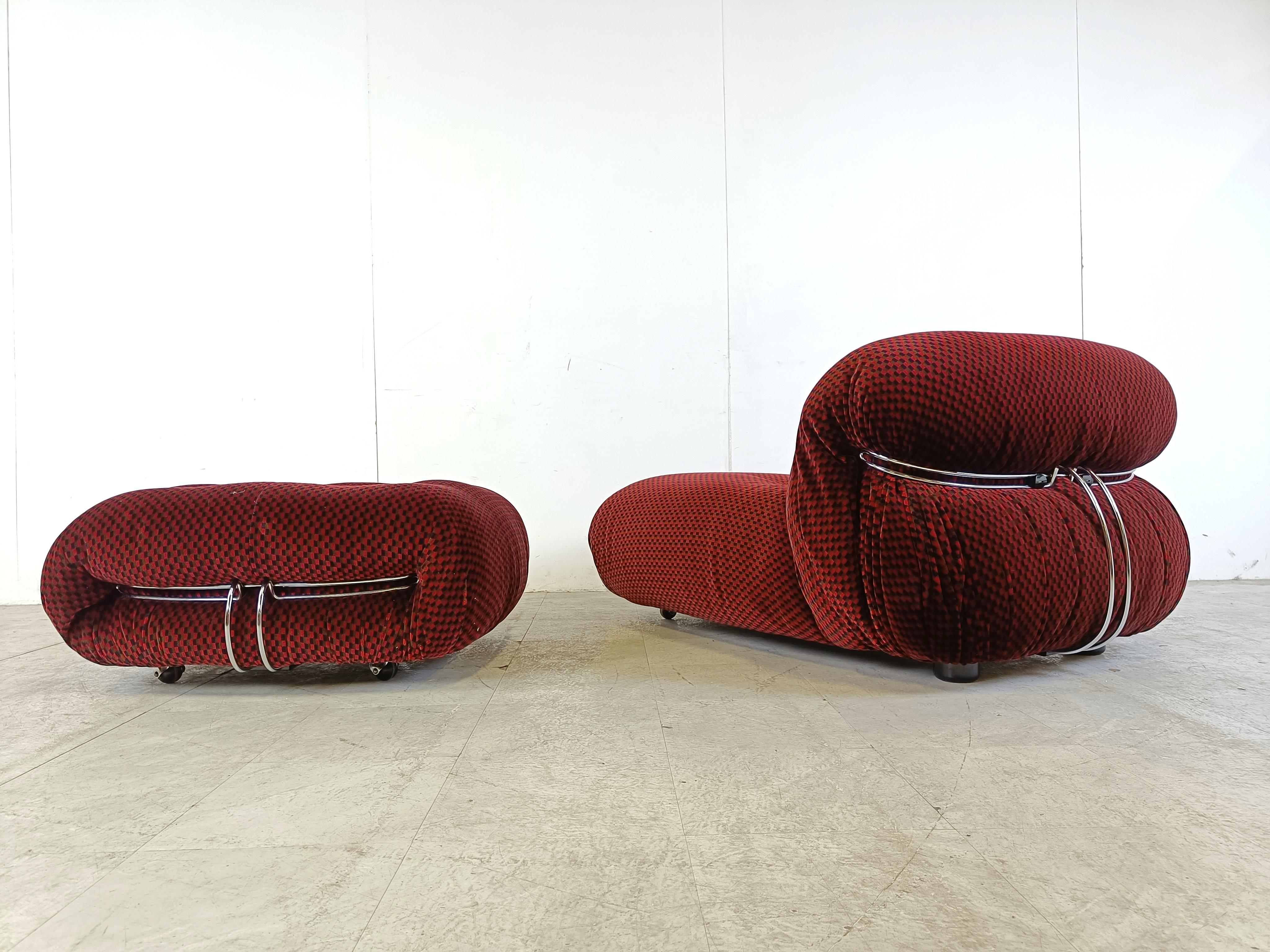 Soriana lounge chair with ottoman by Afra & Tobia Scarpa for Cassina, 1970s For Sale 1