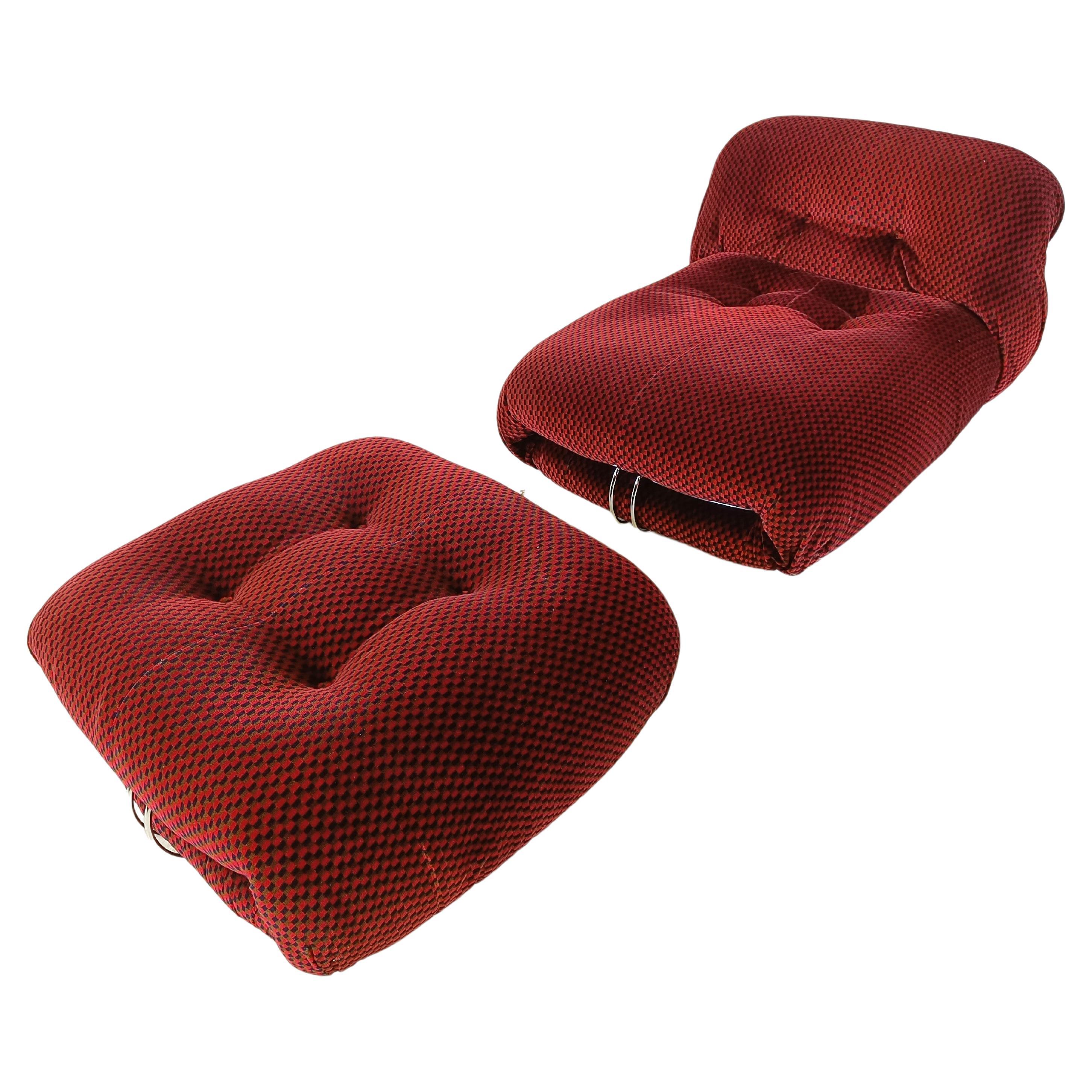 Soriana lounge chair with ottoman by Afra & Tobia Scarpa for Cassina, 1970s For Sale