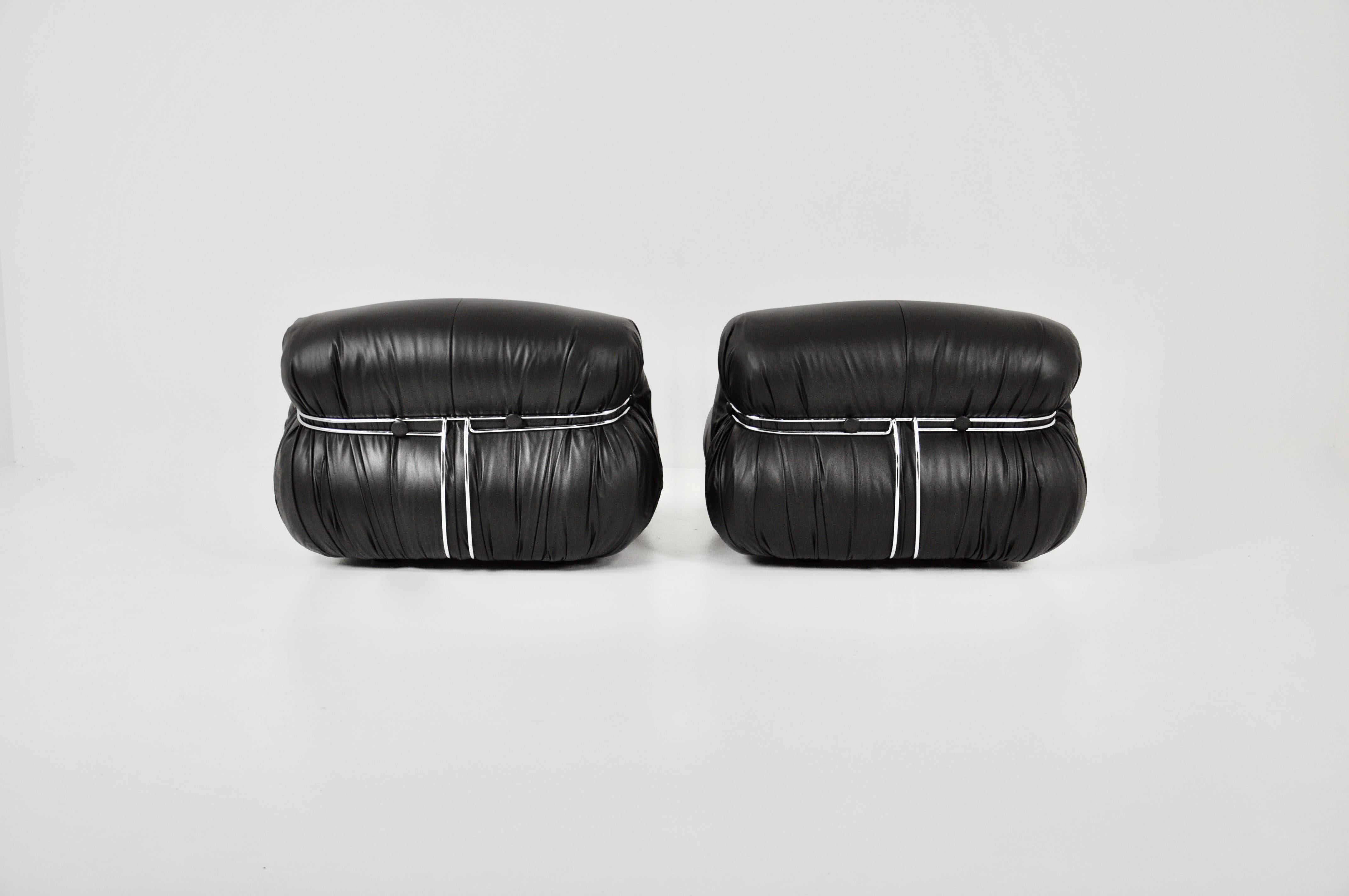 Italian Soriana Lounge Chairs by Afra & Tobia Scarpa for Cassina, 1970s Set of 2 For Sale