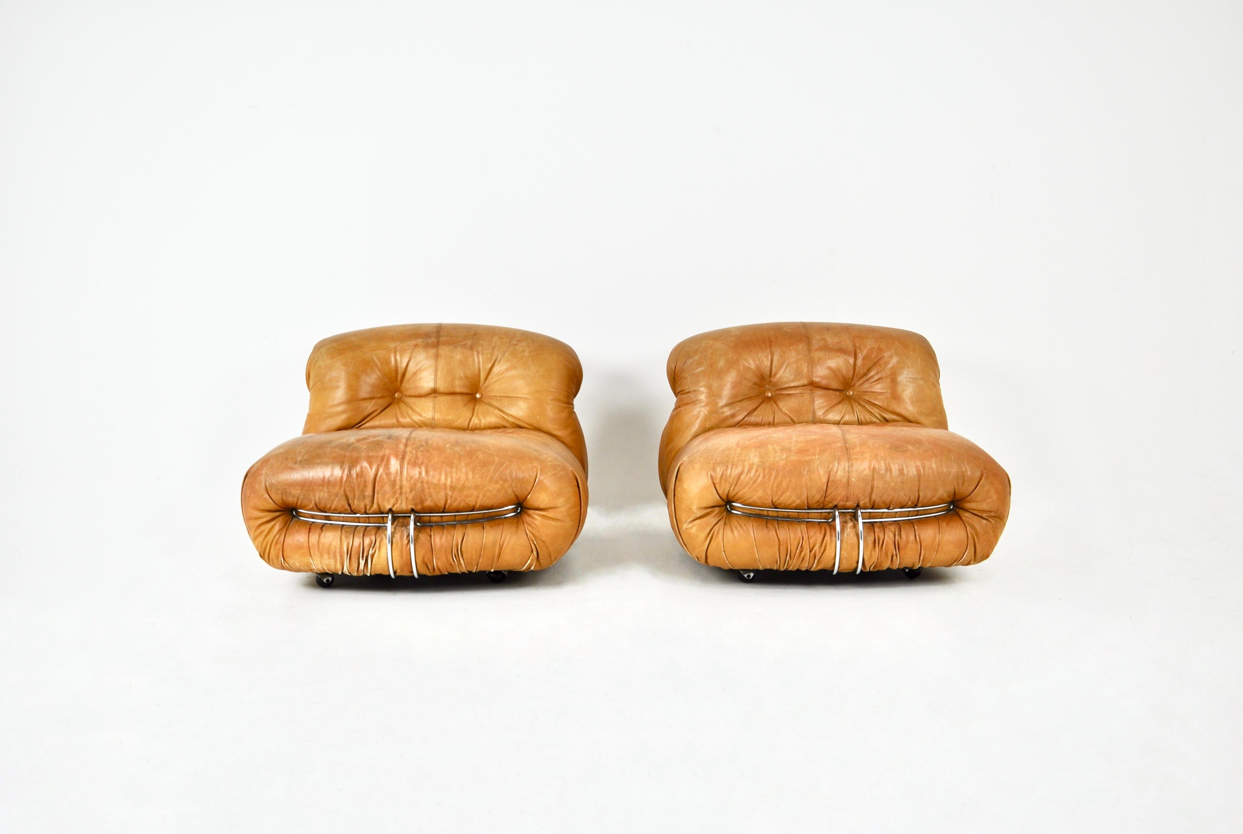 Soriana Lounge Chairs by Afra & Tobia Scarpa for Cassina, 1970s Set of 2 In Good Condition For Sale In Lasne, BE