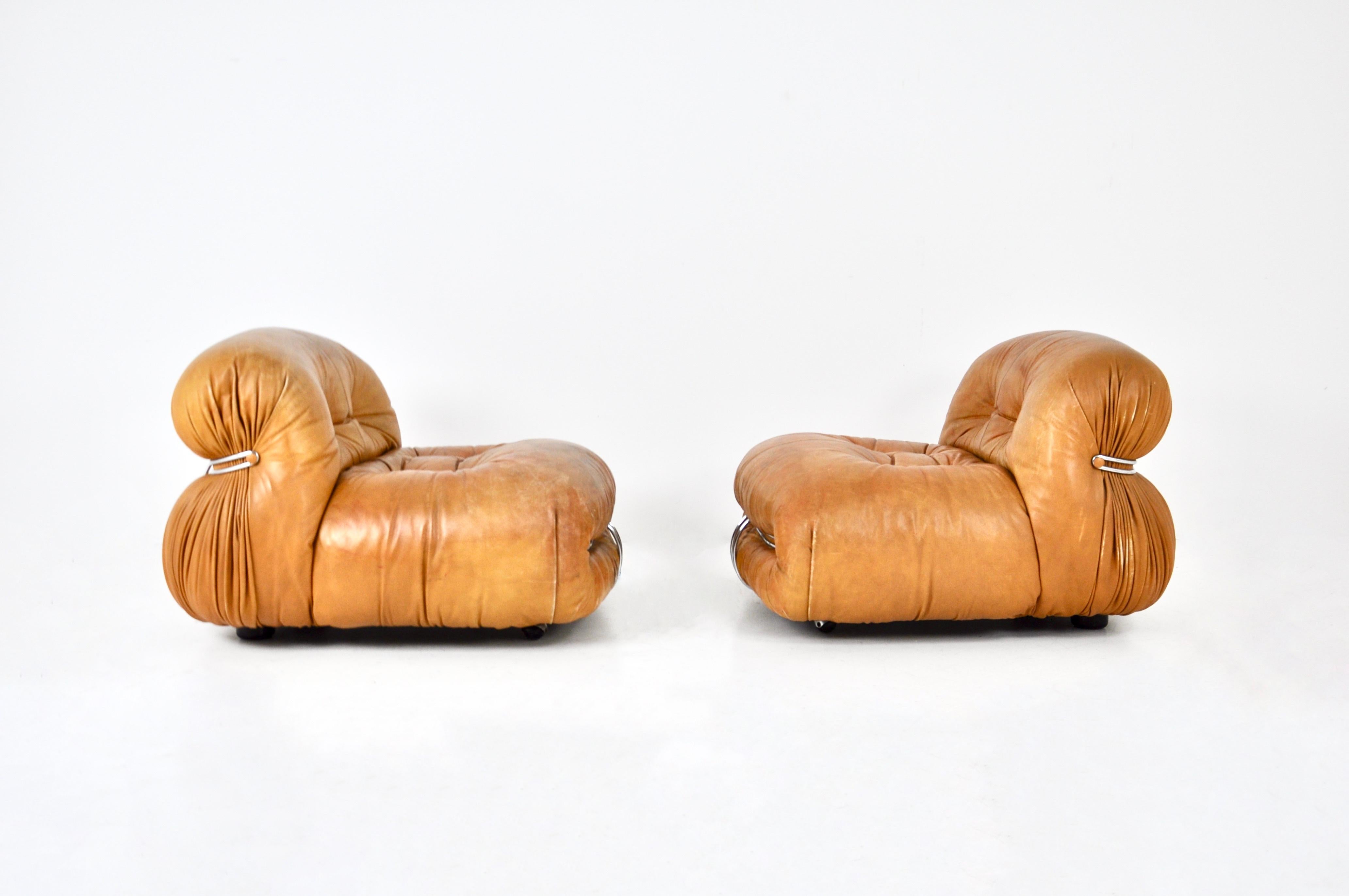 Late 20th Century Soriana Lounge Chairs by Afra & Tobia Scarpa for Cassina, 1970s Set of 2 For Sale