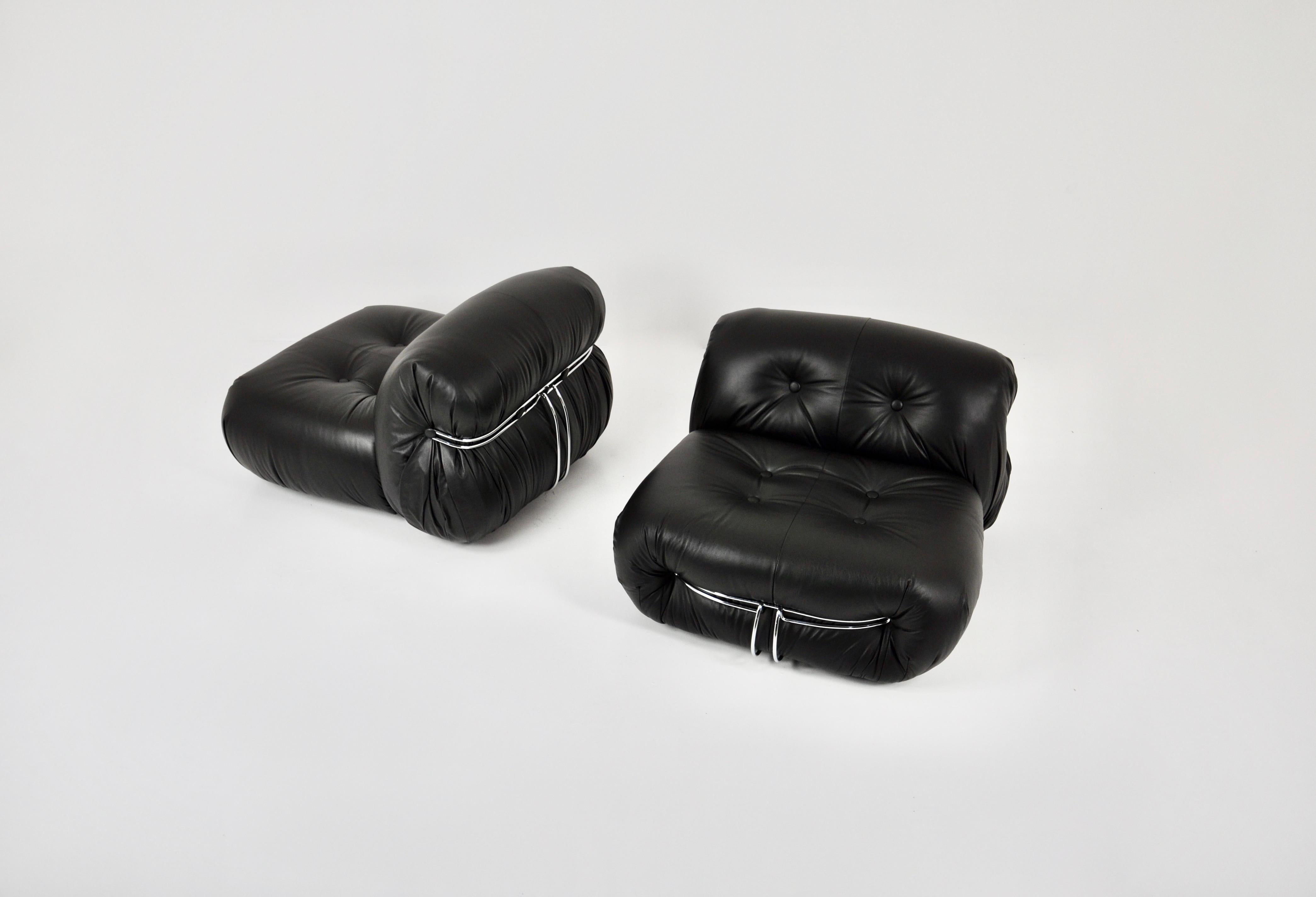 Metal Soriana Lounge Chairs by Afra & Tobia Scarpa for Cassina, 1970s Set of 2 For Sale