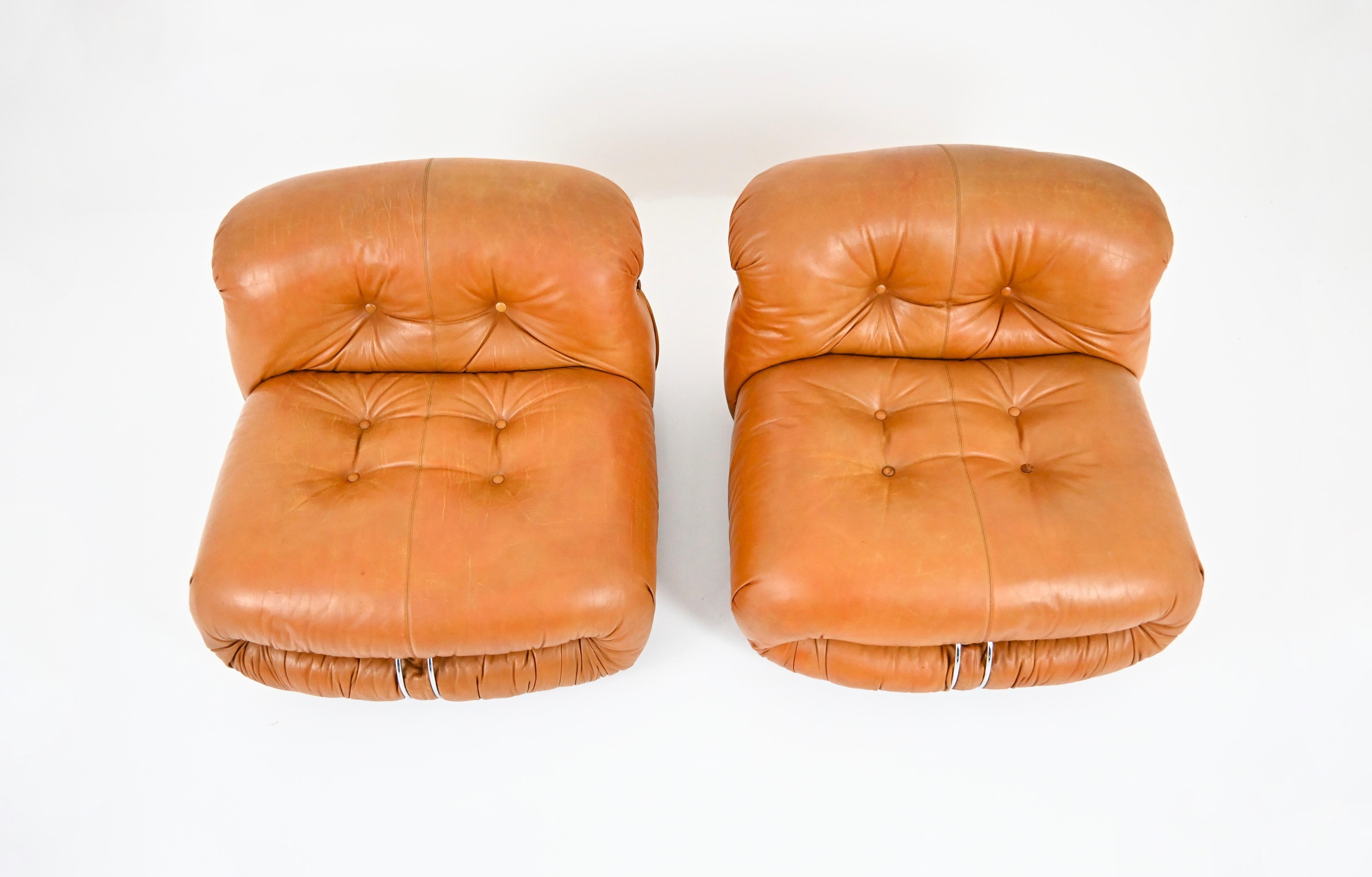 Soriana Lounge Chairs by Afra & Tobia Scarpa for Cassina, 1970s, Set of 2 For Sale 1