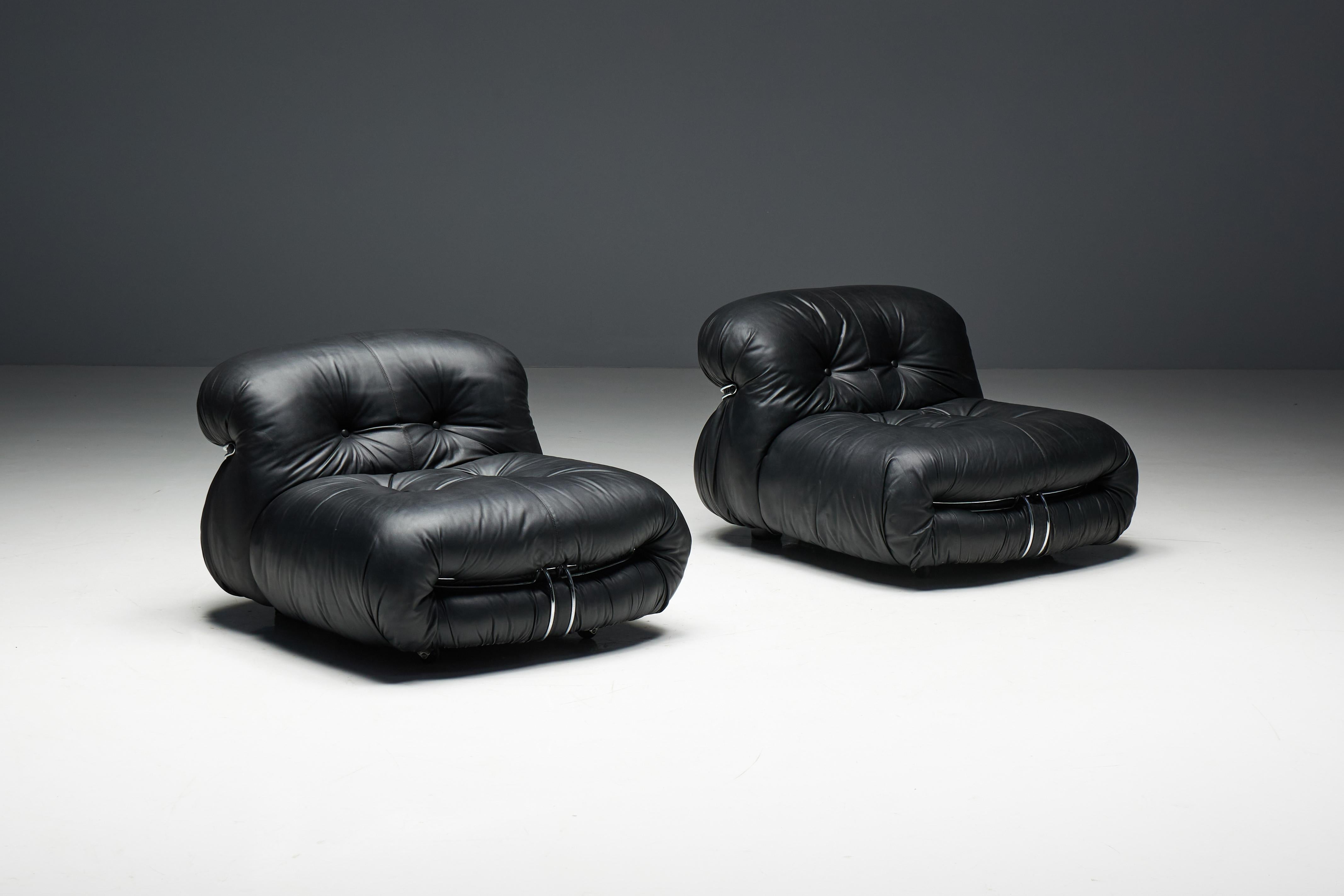 Mid-Century Modern Soriana Lounge Chairs by Afra & Tobia Scarpa for Cassina, Italy, 1970s For Sale