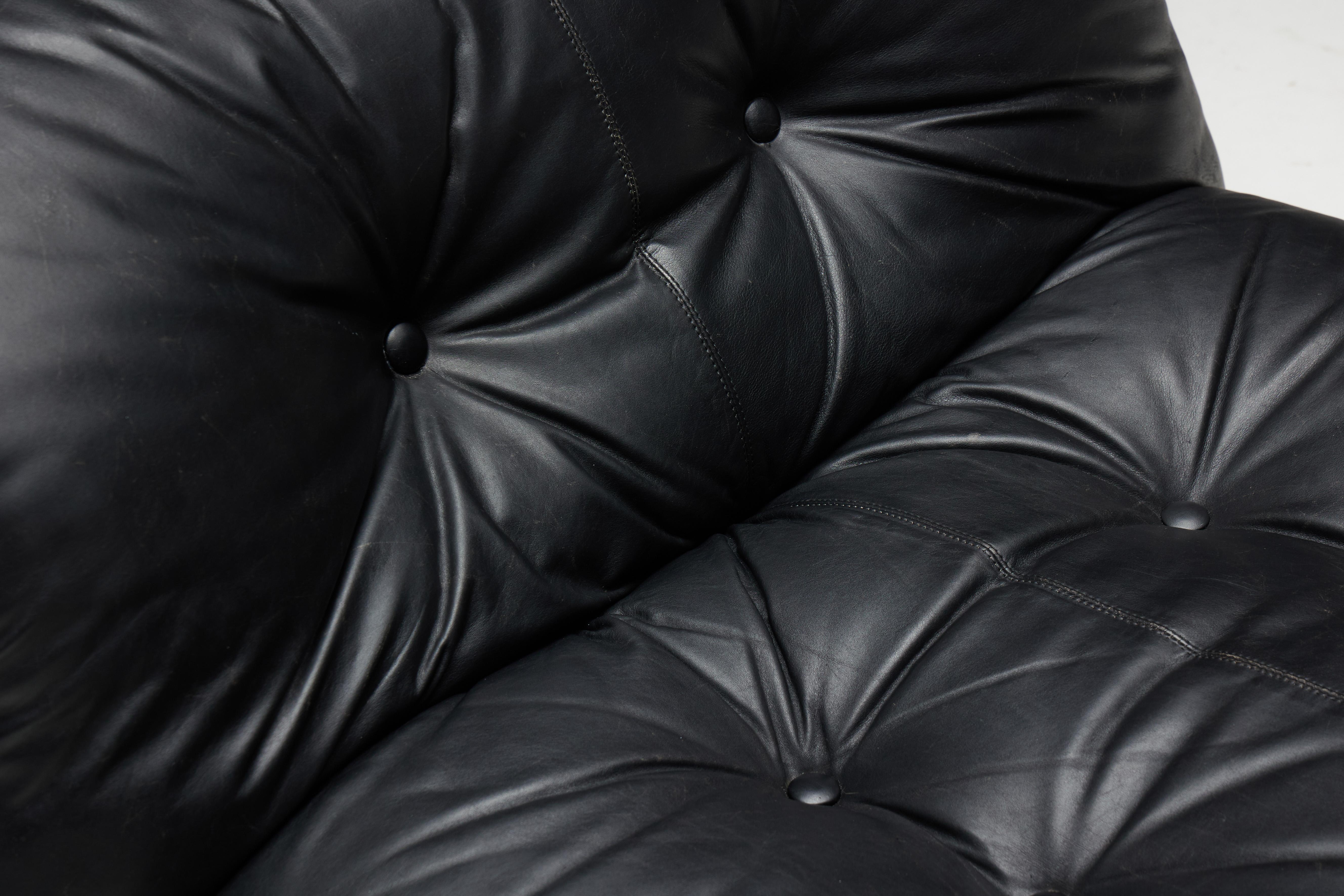 Leather Soriana Lounge Chairs by Afra & Tobia Scarpa for Cassina, Italy, 1970s For Sale